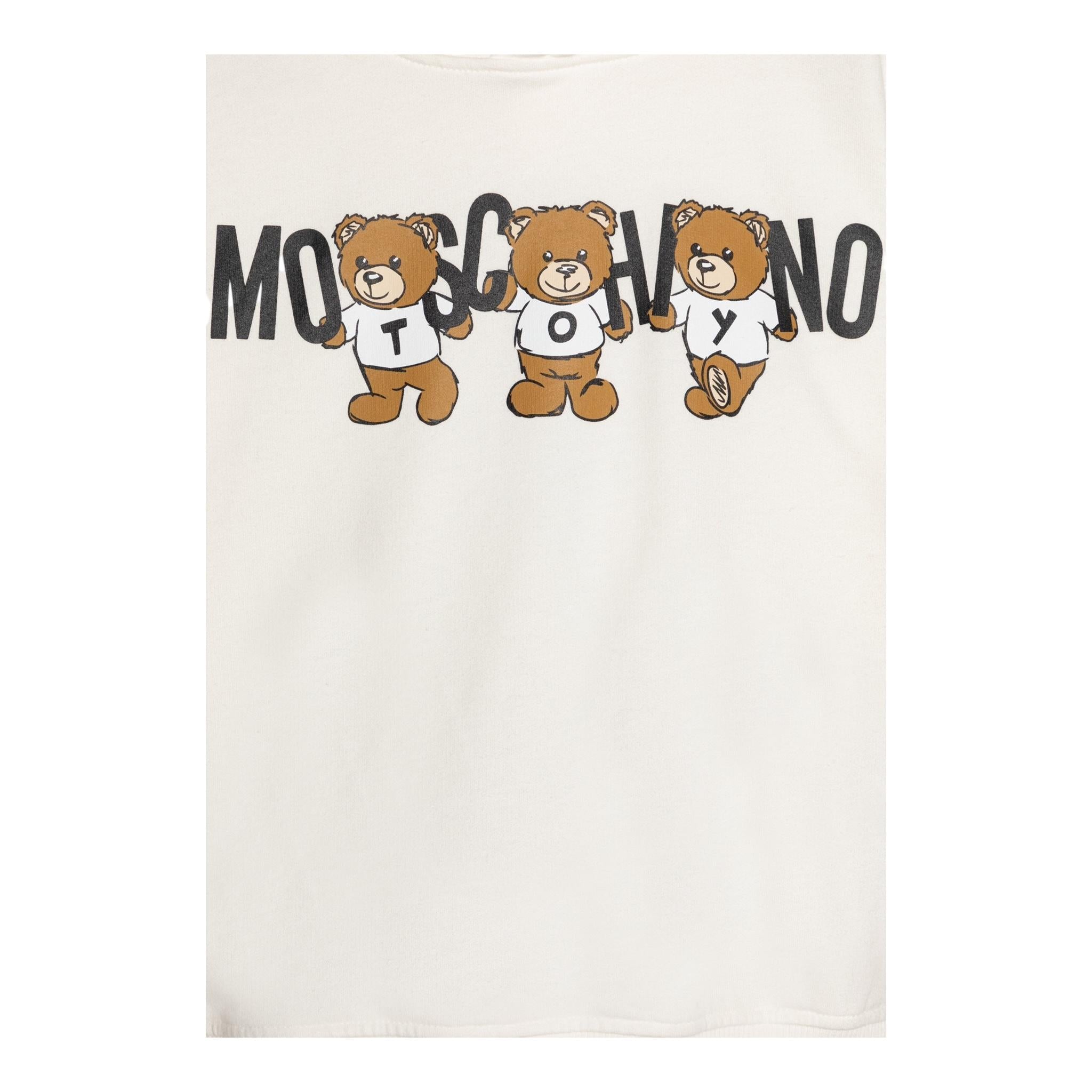 MOSCHINO felpa tinta unita con cappuccio e stampa Panna per Bambina HMF07KX PANNA MOSCHINO