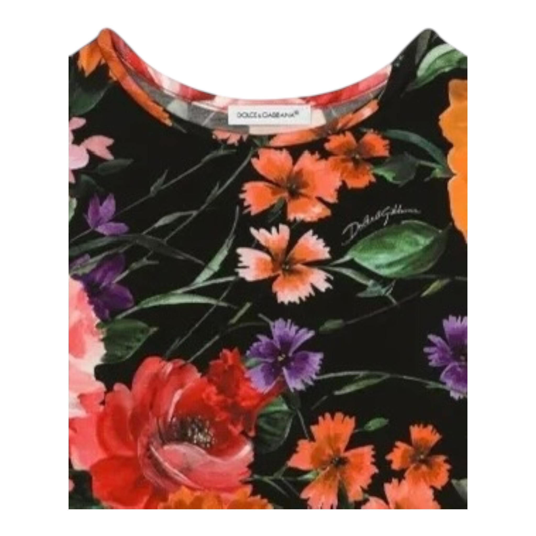 DOLCE & GABBANA shirt tinta unita girocollo con stampa Nero per Bambina L5JTOC NERO DOLCE & GABBANA