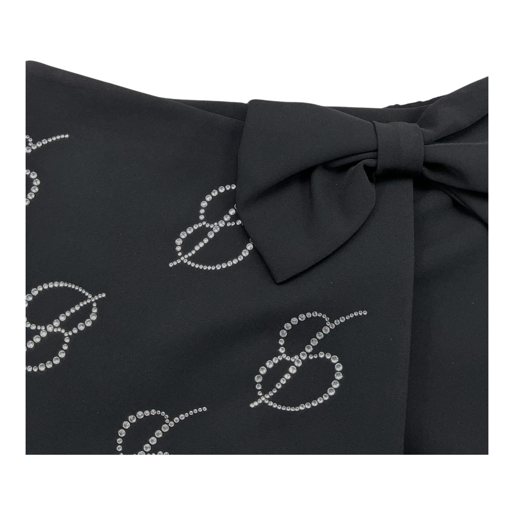 MISS BLUMARINE short tinta unita con elastico in vita e brillantini Nero per Bambina IF4018X NERO MISS BLUMARINE
