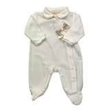 STORY LORIS tutina in ciniglia tinta unita con applicazioni Bianco per Neonata 57063 BIANCO STORY LORIS