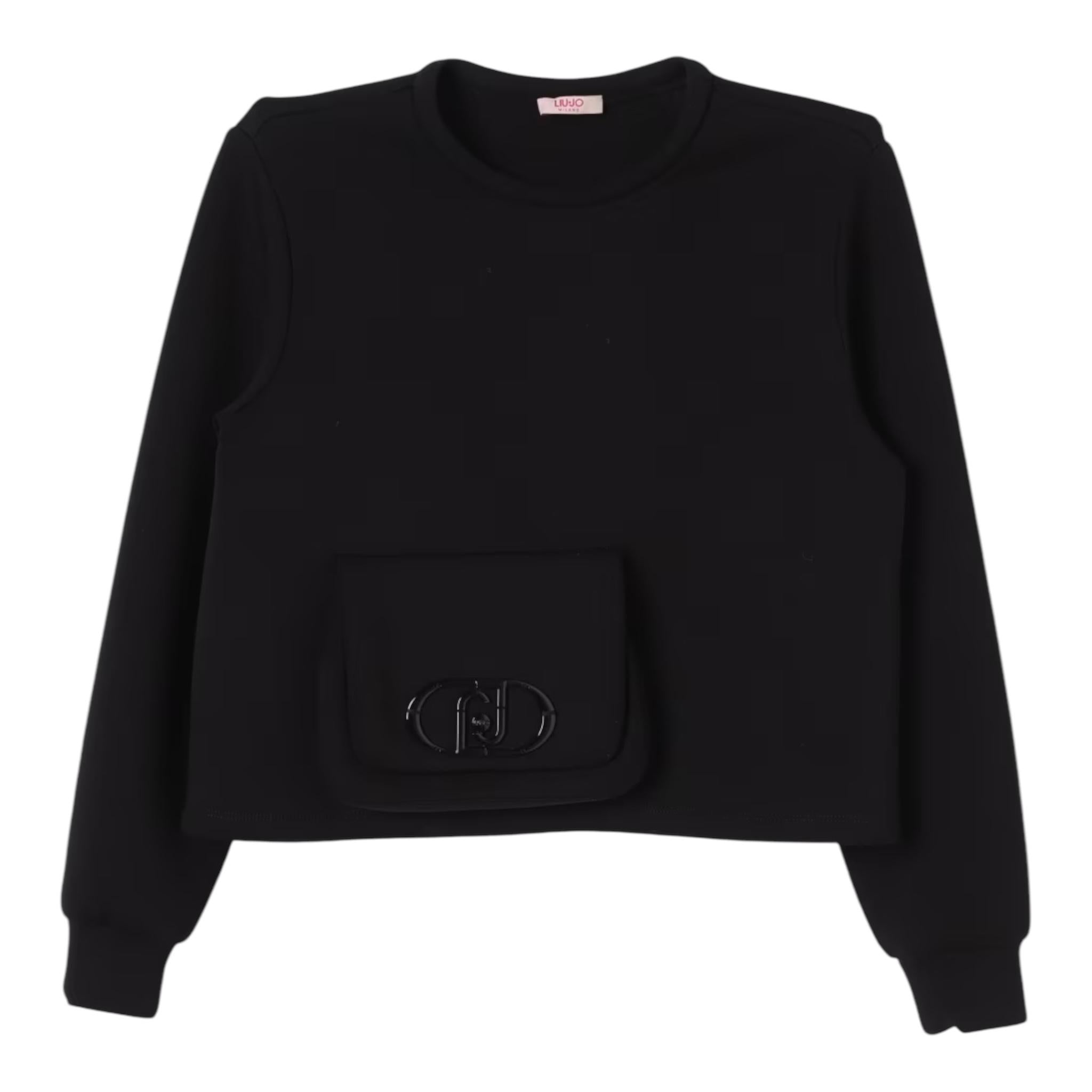 LIU JO felpa chiusa girocollo tinta unita con stampa Nero per Bambina GF4161X NERO LIU JO