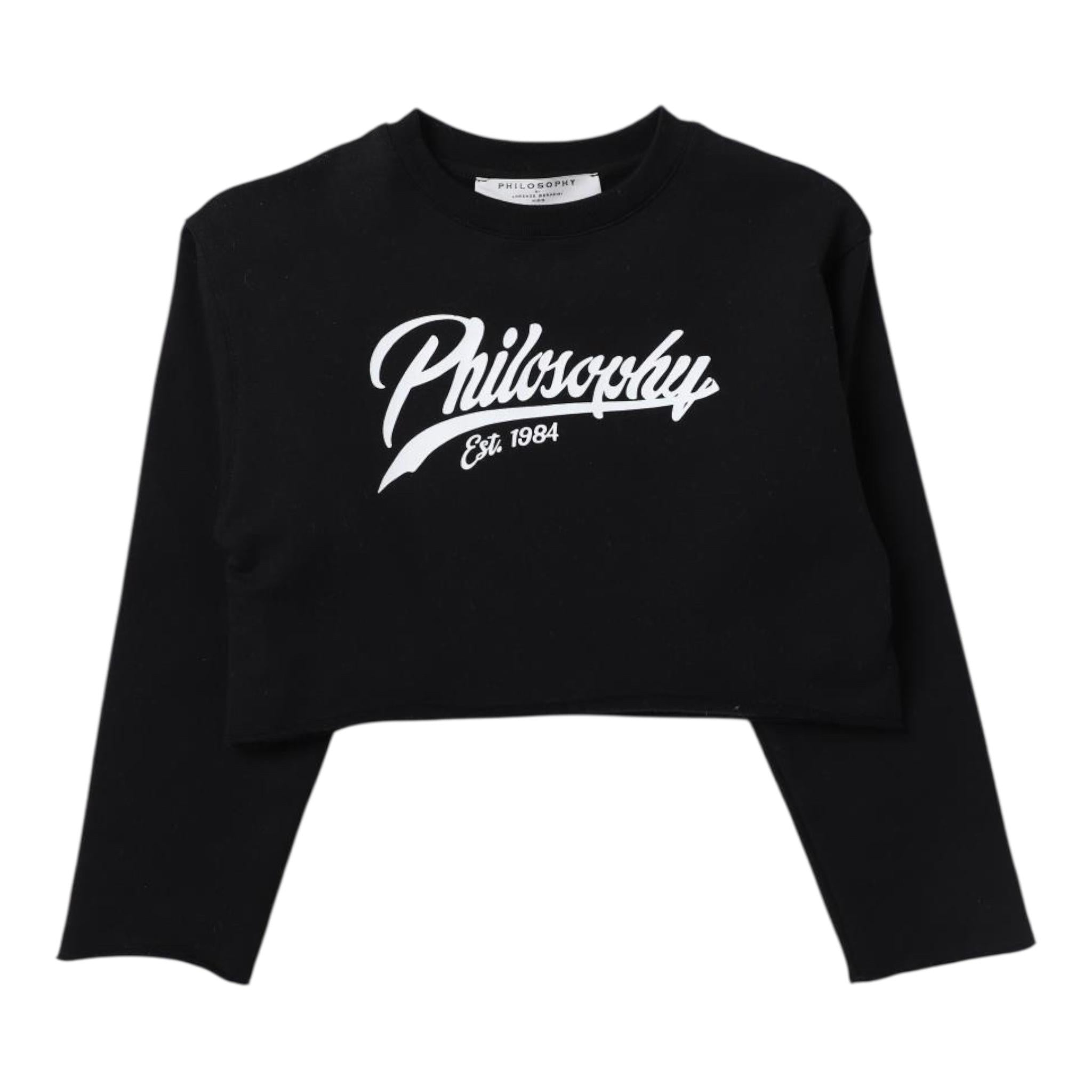 PHILOSOPHY shirt girocollo tinta unita con logo Nero per Bambina PFFE003 NERO PHILOSOPHY