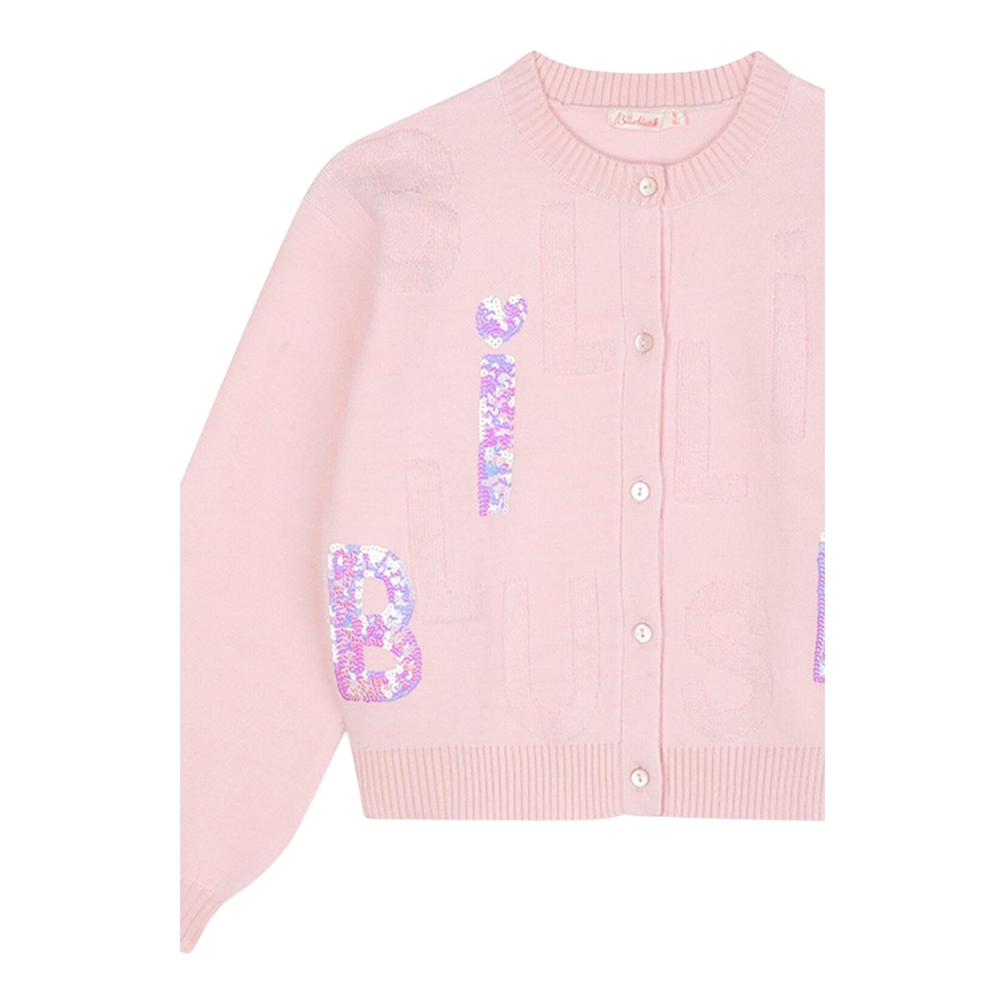BillIEBLUSH cardigan tinta unita con paillettes Rosa per Neonata U20458N ROSA BillIEBLUSH