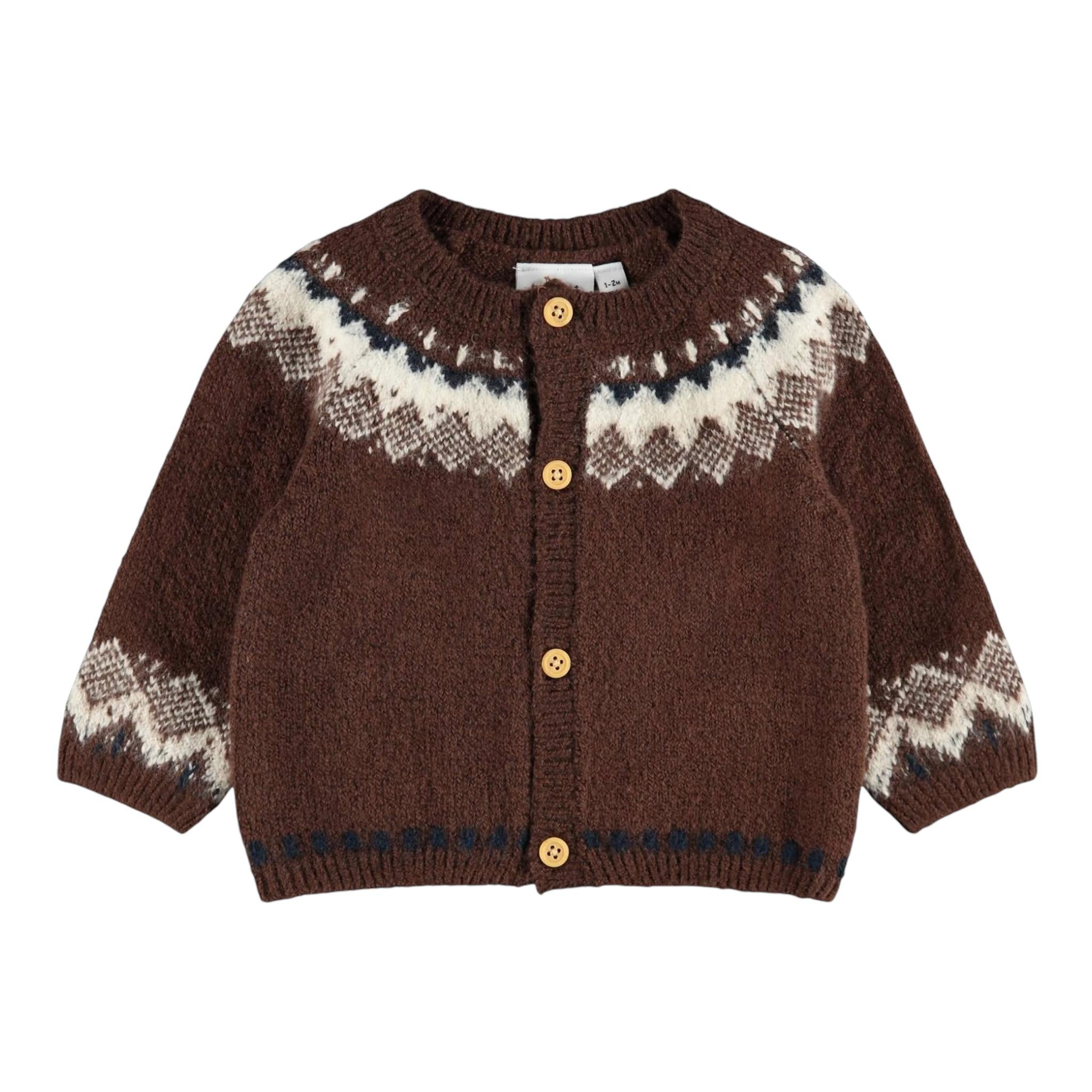 NAME.IT cardigan tinta unita con ricami Marrone per Neonato 13193191 MARRONE NAME.IT