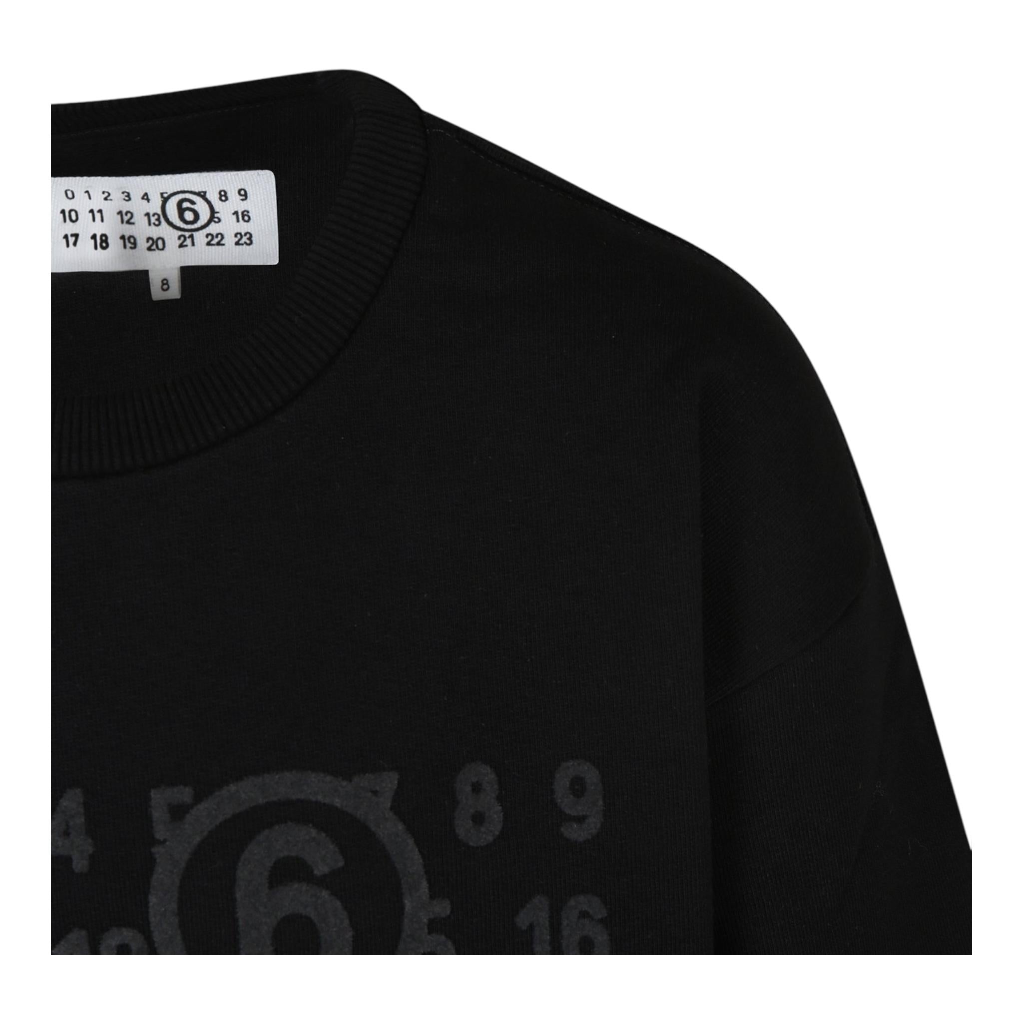 MAISON MARGIELA felpa girocollo tinta unita con stampa Nero per Bambino M60681X NERO MAISON MARGIELA