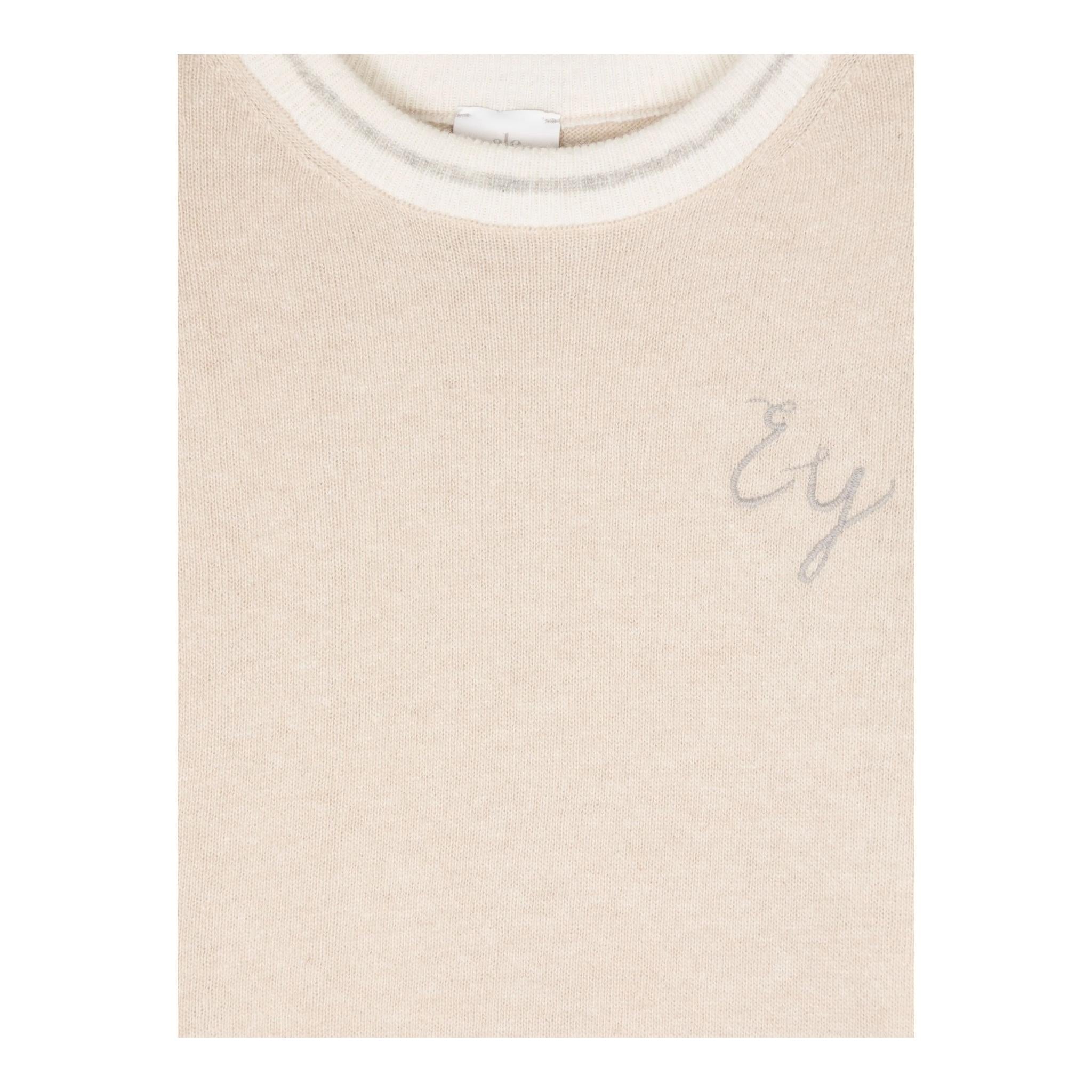 ELEVENTY maglia girocollo tinta unita con profili in contrasto Panna per Bambino EV9P00 PANNA ELEVENTY