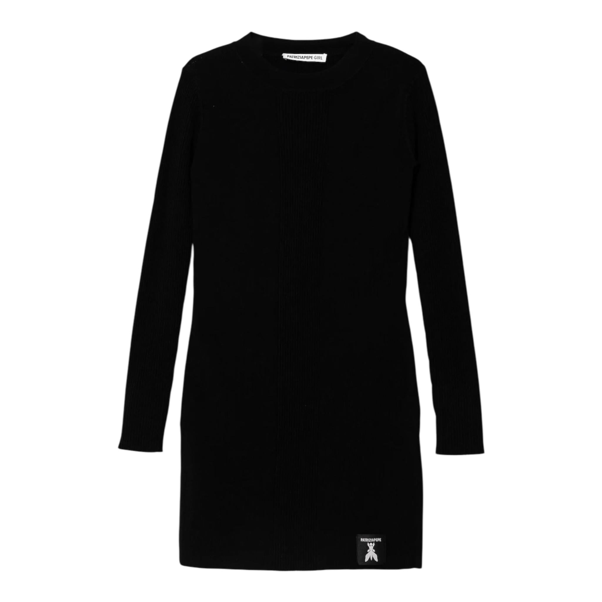 PATRIZIA PEPE abito tinta unita girocollo Nero per Bambina 7A0528 NERO PATRIZIA PEPE