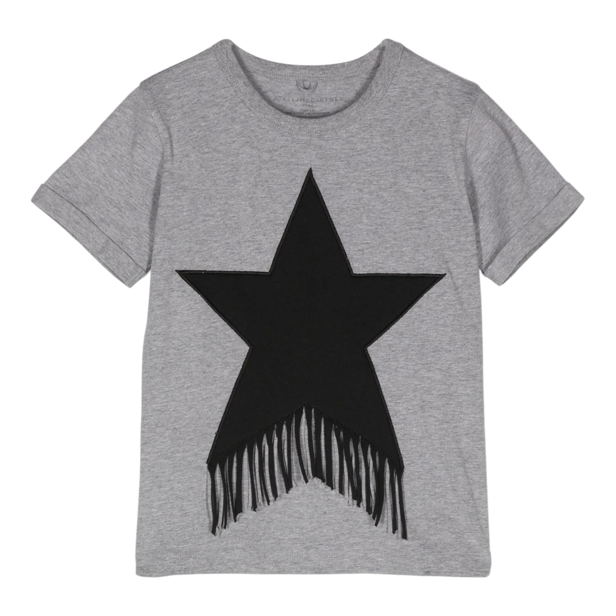 STELLA McCARTNEY t-shirt girocollo tinta unita cn stampa stella Grigio per Bambina TV8C91 GRIGIO STELLA McCARTNEY