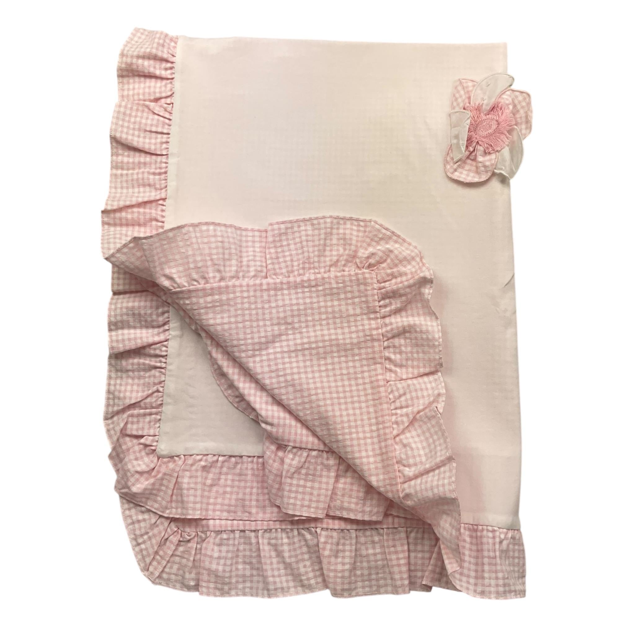 MARLU' coperta tinta unita con fiore in rilievo Rosa per Neonata EC1481 ROSA MARLU'
