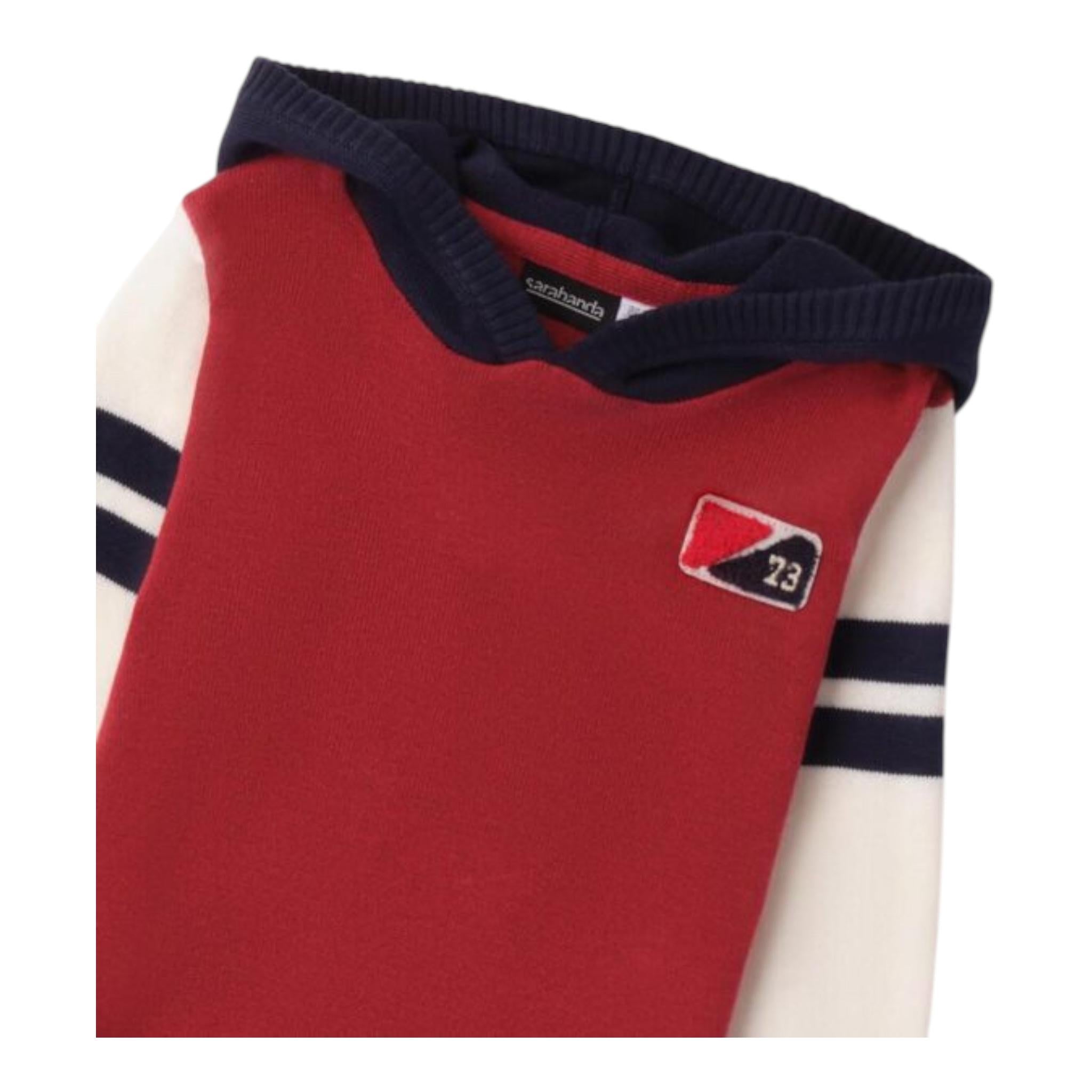 SARABANDA maglia tricolore con cappuccio Rosso per Bambino 0A021 ROSSO SARABANDA