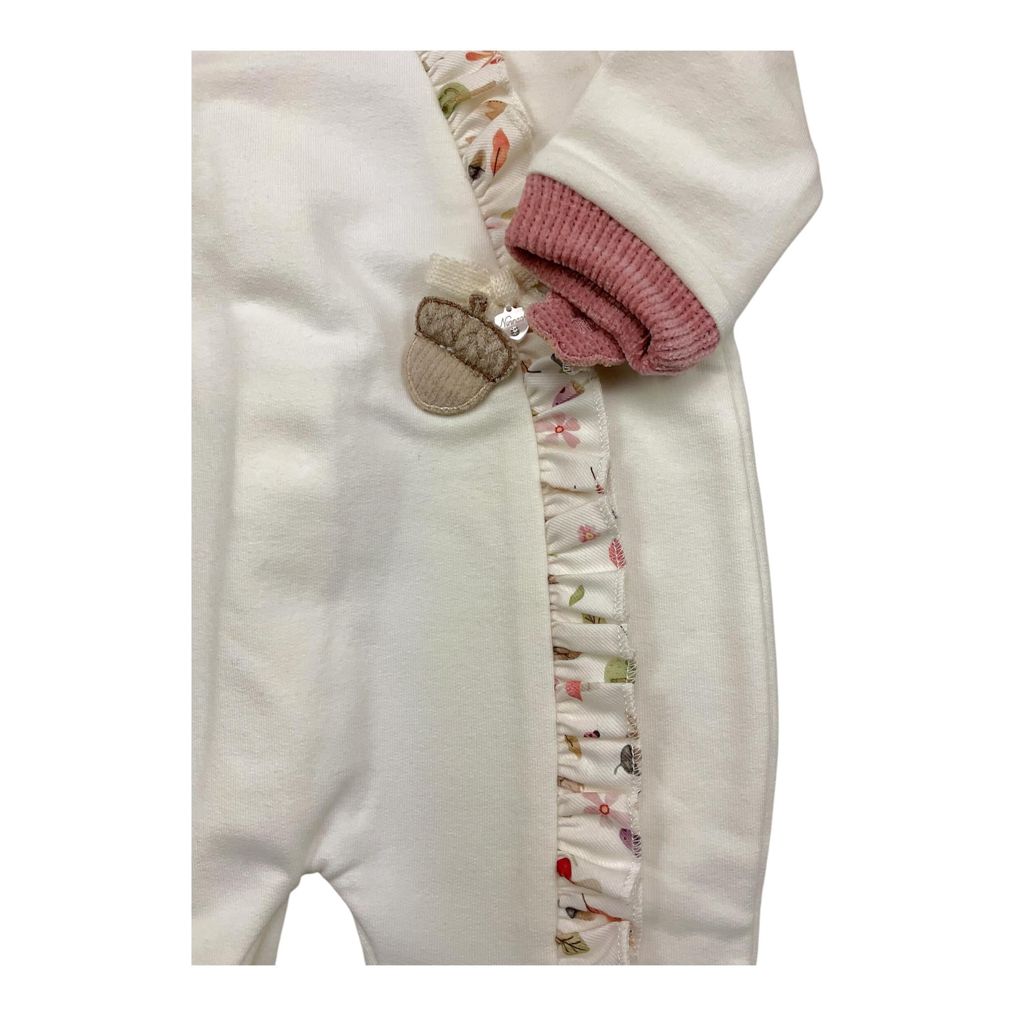 NINNAOH tutina tinta unita con applicazione Panna per Neonata I2492T PANNA NINNAOH
