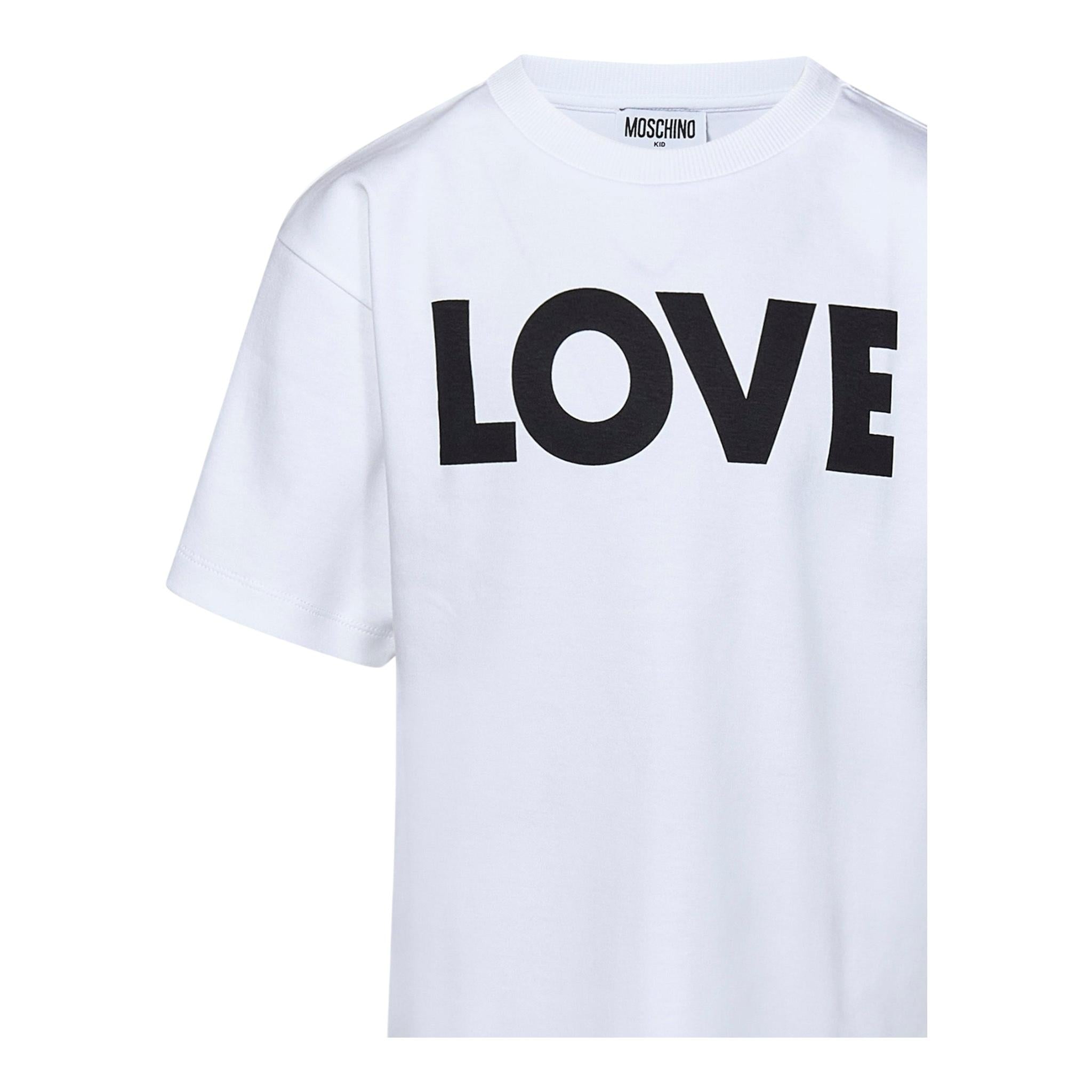 MOSCHINO t-shirt girocollo tinta unita con stampa Bianco per Bambina HDM06H BIANCO MOSCHINO