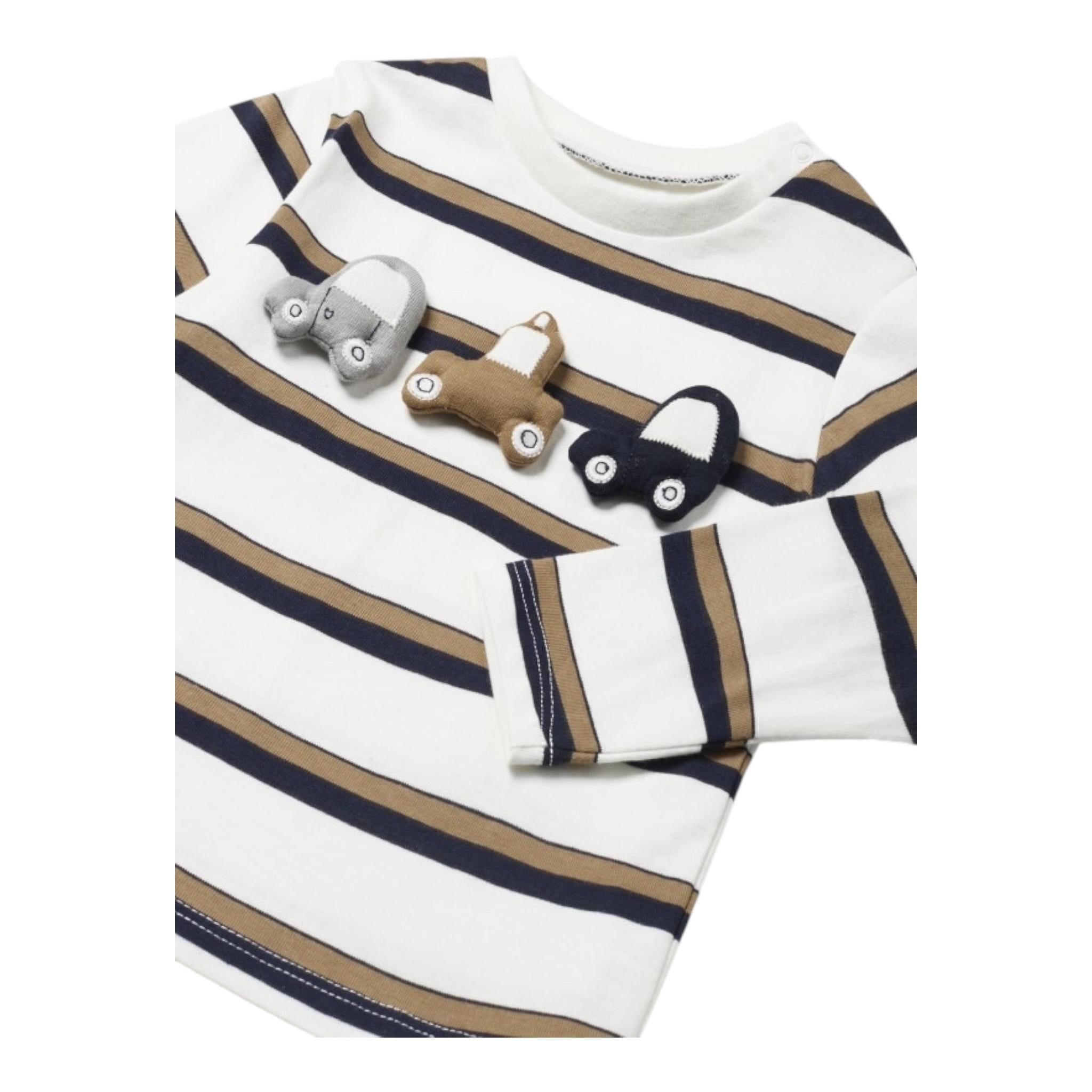 MAYORAL shirt tinta unita con fantasia a righe e applicazioni Bianco per Neonato 2037 BIANCO MAYORAL