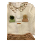 NINNAOH completo 2pz maglia-ghettina bicolore Beige/panna per Neonato I24263C BEIGE/PANNA NINNAOH