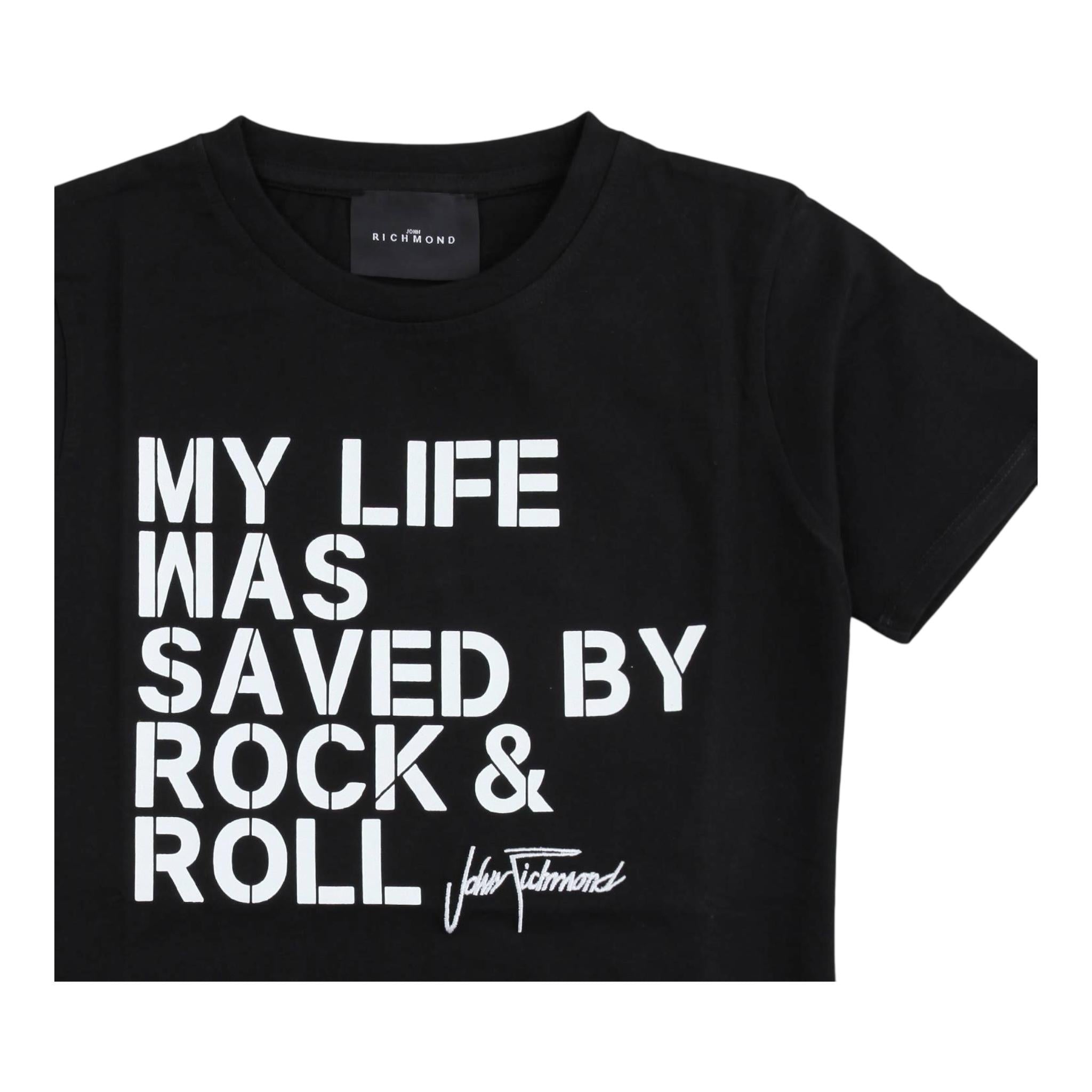 JOHN RICHMOND t-shirt girocollo tinta unita con stampa Nero per Bambino RBA24006TS NERO JOHN RICHMOND
