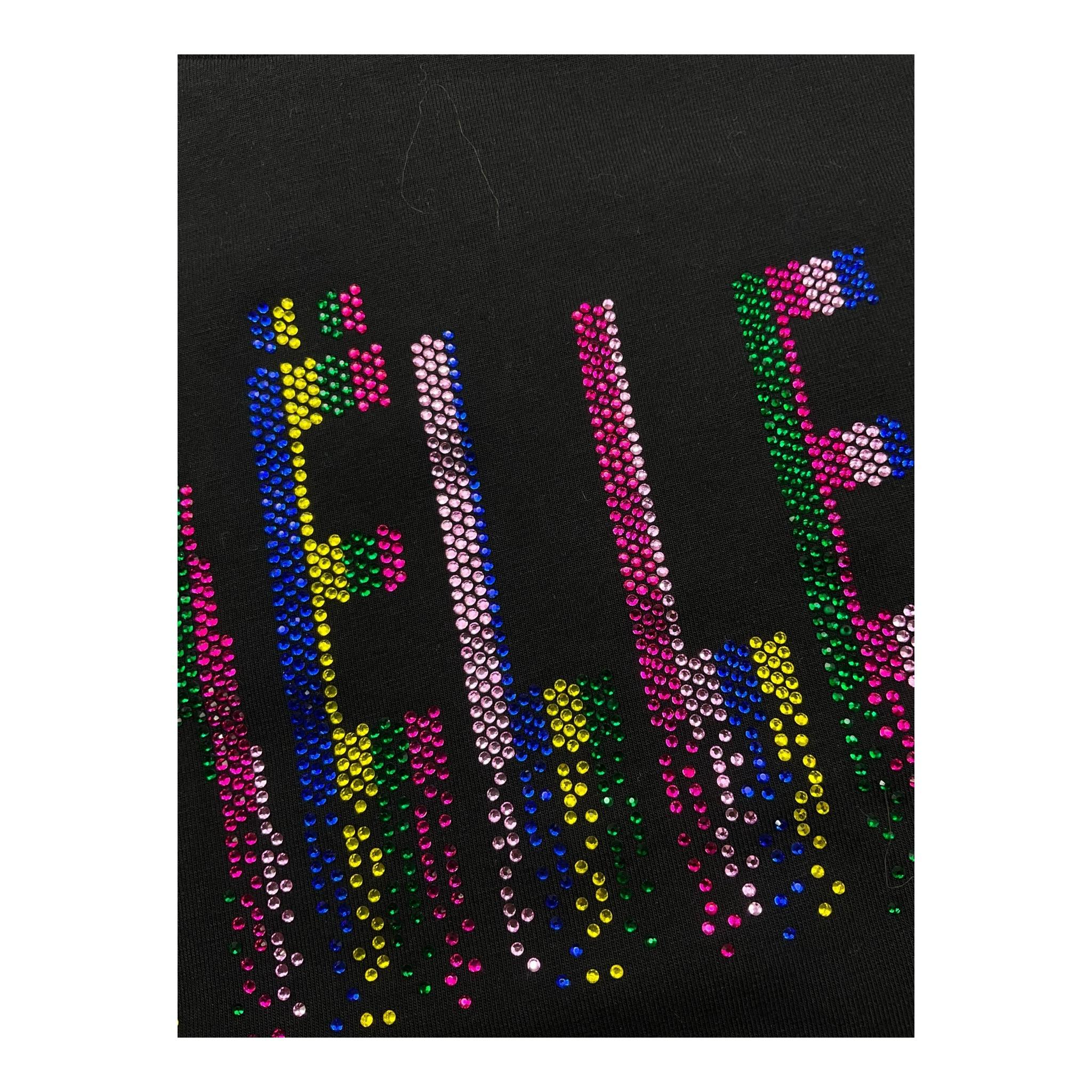 GAELLE t-shirt girocollo tinta unita con brillantini Nero per Bambina 2746M00038 NERO GAELLE