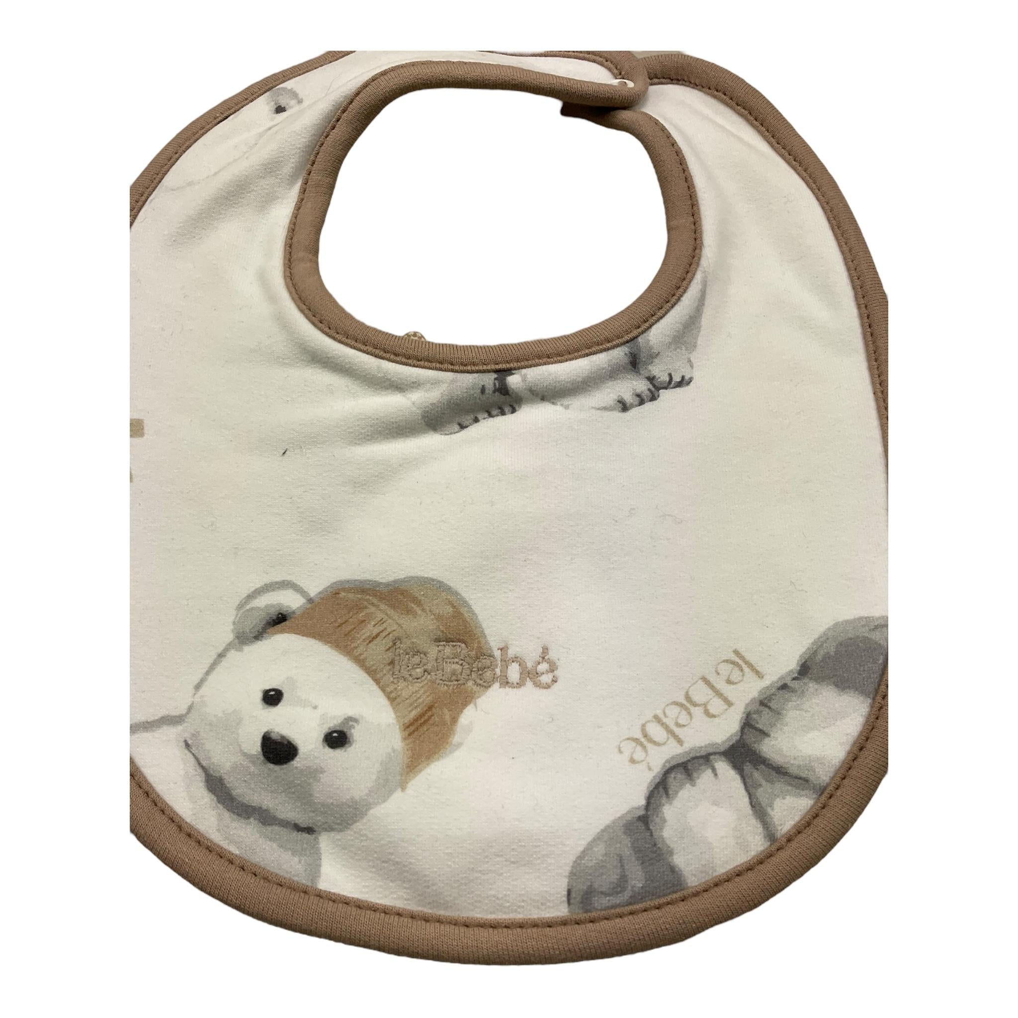 LE BEBE' bavetta tinta unita con orso Bianco per Neonato LBB5221 BIANCO LE BEBE'