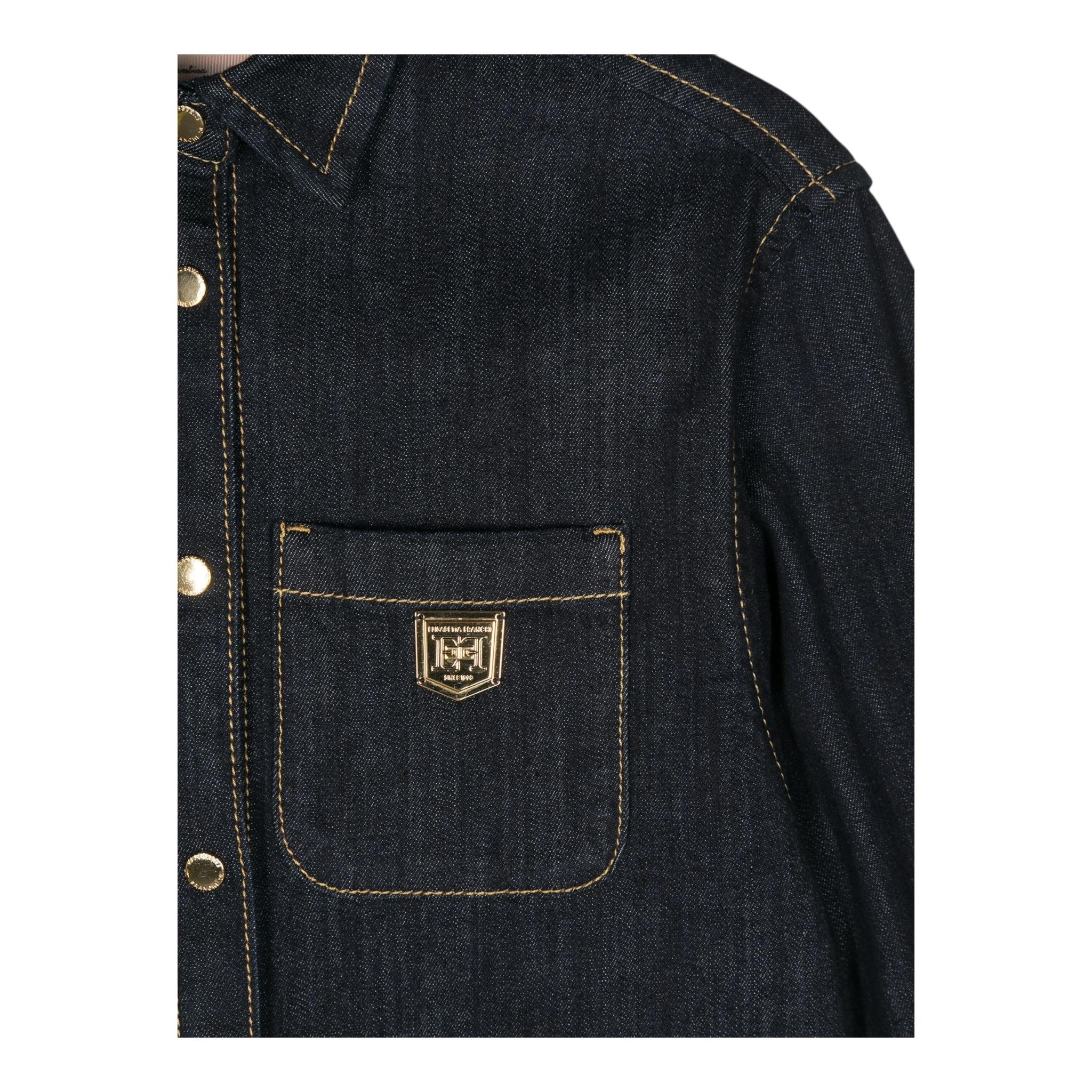 ELISABETTA FRANCHI camicia in denim tinta unita con cuciture in contrasto Blu per Bambina EFCA244 BLU ELISABETTA FRANCHI