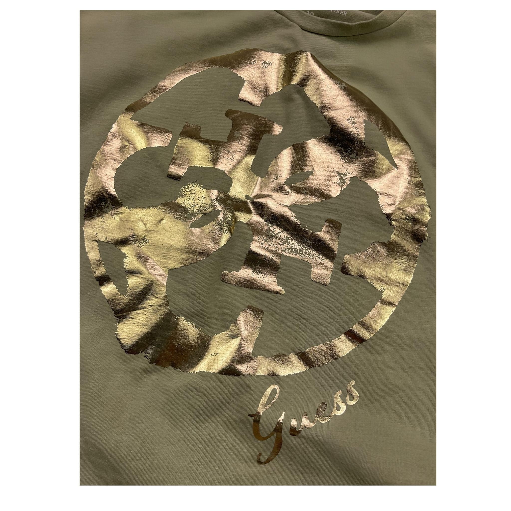 GUESS shirt tinta unita girocollo con stampa Verde per Bambina J4YI24K6YW4X VERDE GUESS