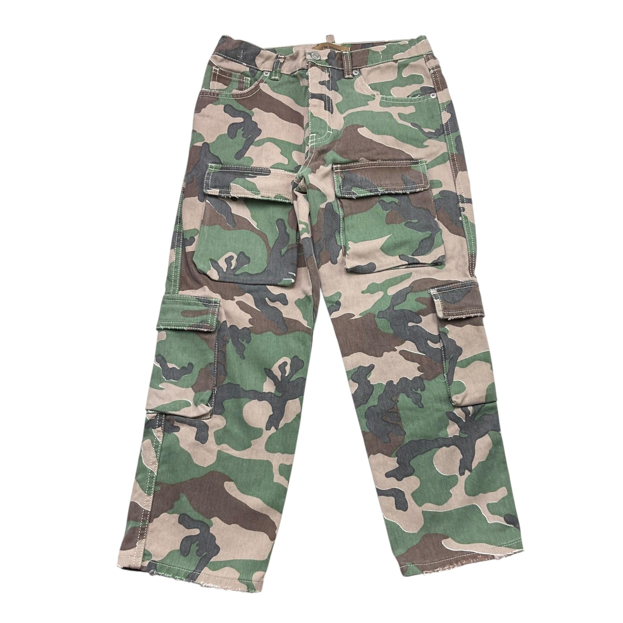 I'M BRIAN jeans tinta unita con girovita regolabile fantasia militare Verde per Bambino PA3077J VERDE I'M BRIAN