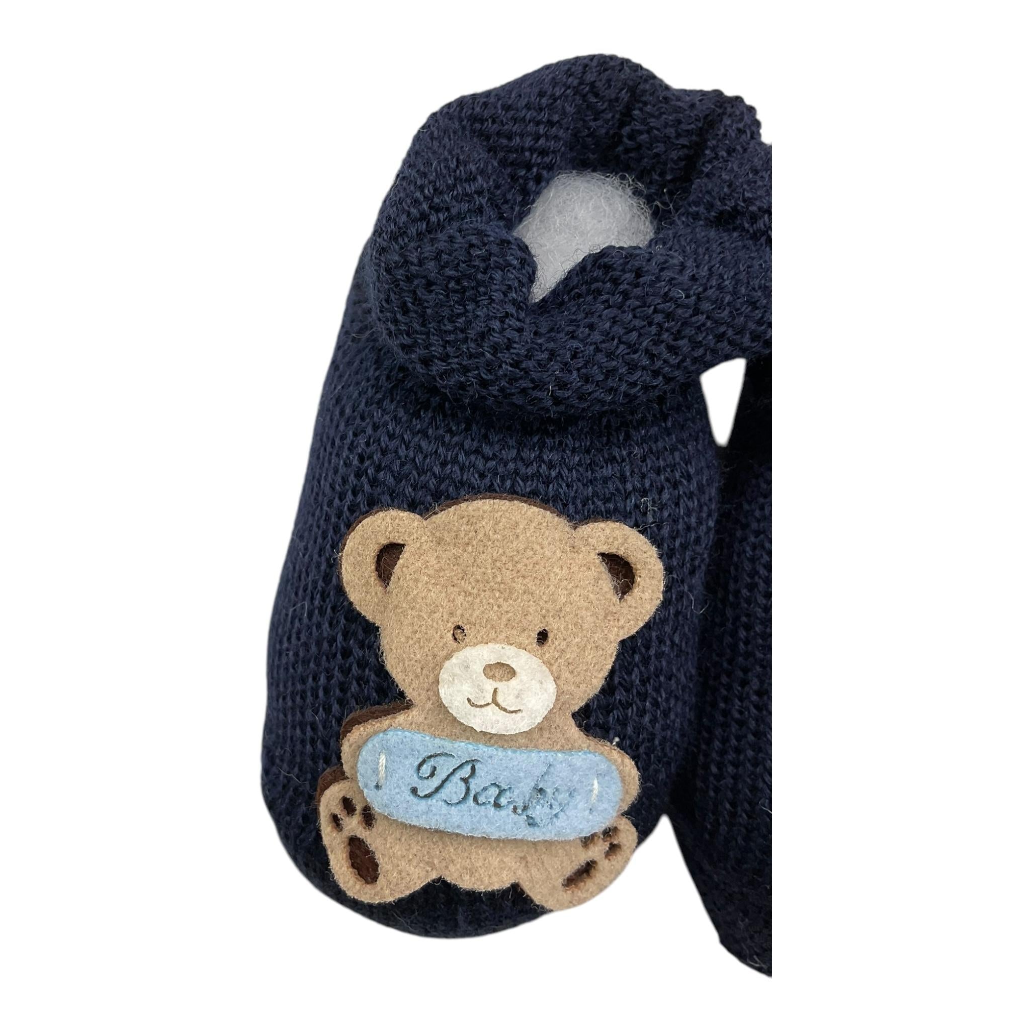 STORY LORIS babbucce tinta unita con orso Blu per Neonato 2835 BLU STORY LORIS