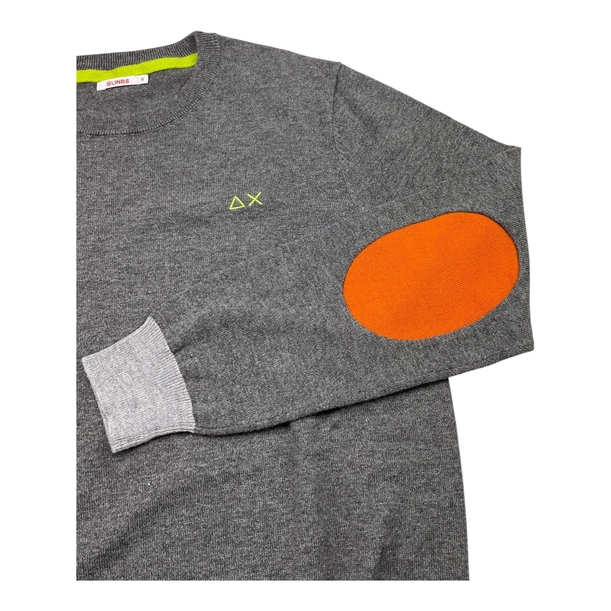 SUN68 maglia girocollo tinta unita con logo e toppe Grigio per Neonato K44327N GRIGIO SUN68
