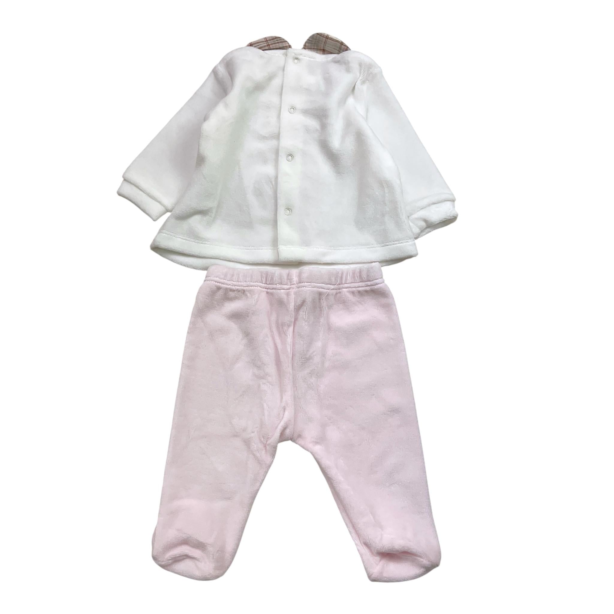 LALALU' completo 2pz tinta unita maglia-ghettina Bianco/rosa per Neonata CPL6N BIANCO/ROSA LALALU'