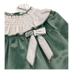 BABIDU abito tinta unita in velluto con fiocco Verde per Neonata 91661 VERDE BABIDU