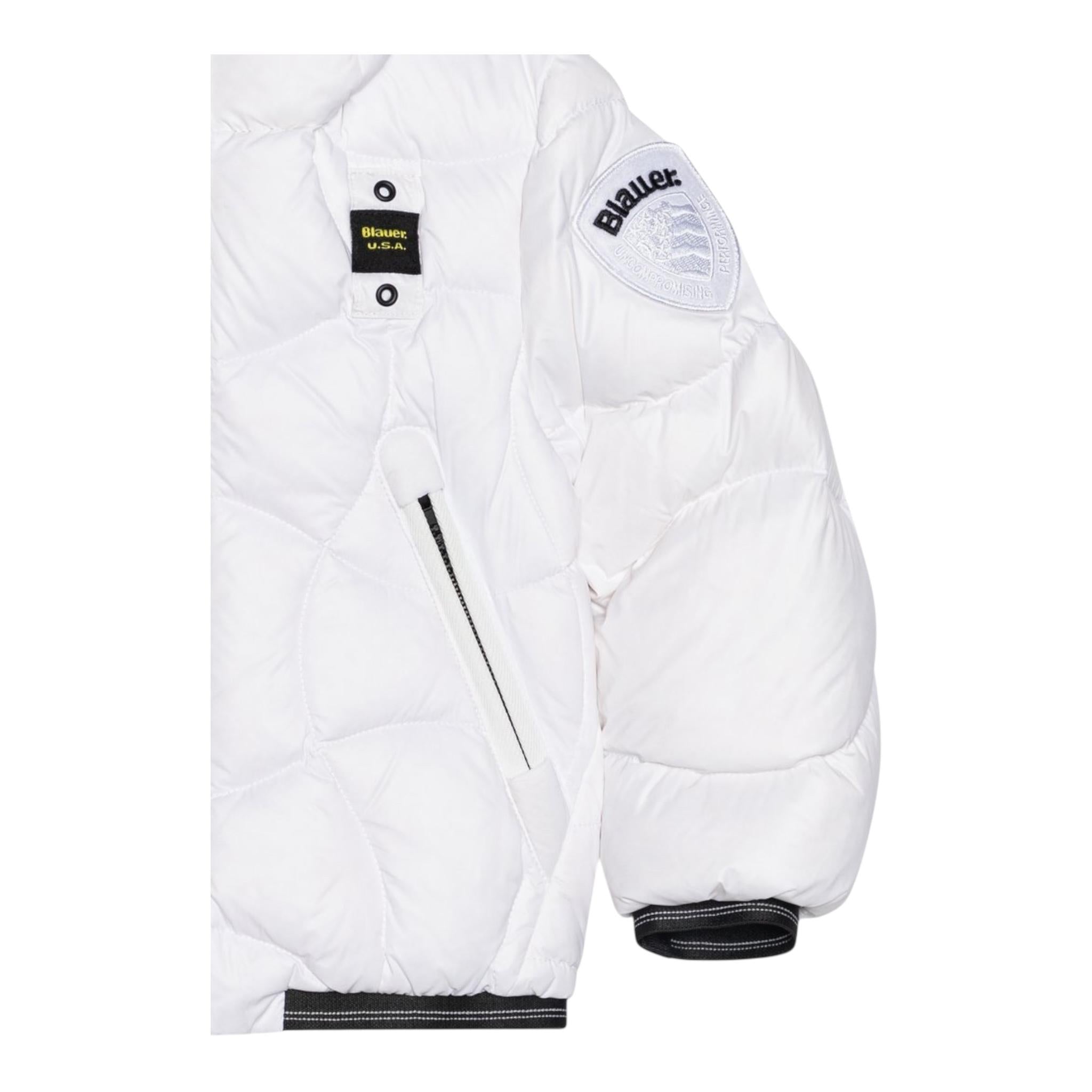 BLAUER giubbino tinta unita con cappuccio e profili in contrasto Bianco per Bambino 24WBLC03066 BIANCO BLAUER