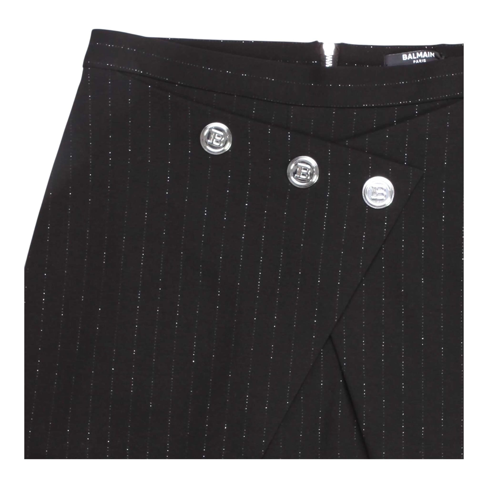 BALMAIN short tinta unita con bottoni in contrasto Nero per Bambina 6R7A21 NERO BALMAIN