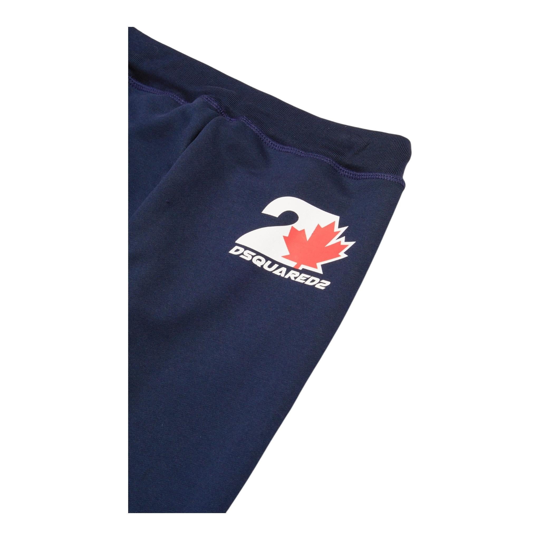DSQUARED2 pantalone tinta unita cn stampa logo Blu per Bambino DQ2473X BLU DSQUARED2