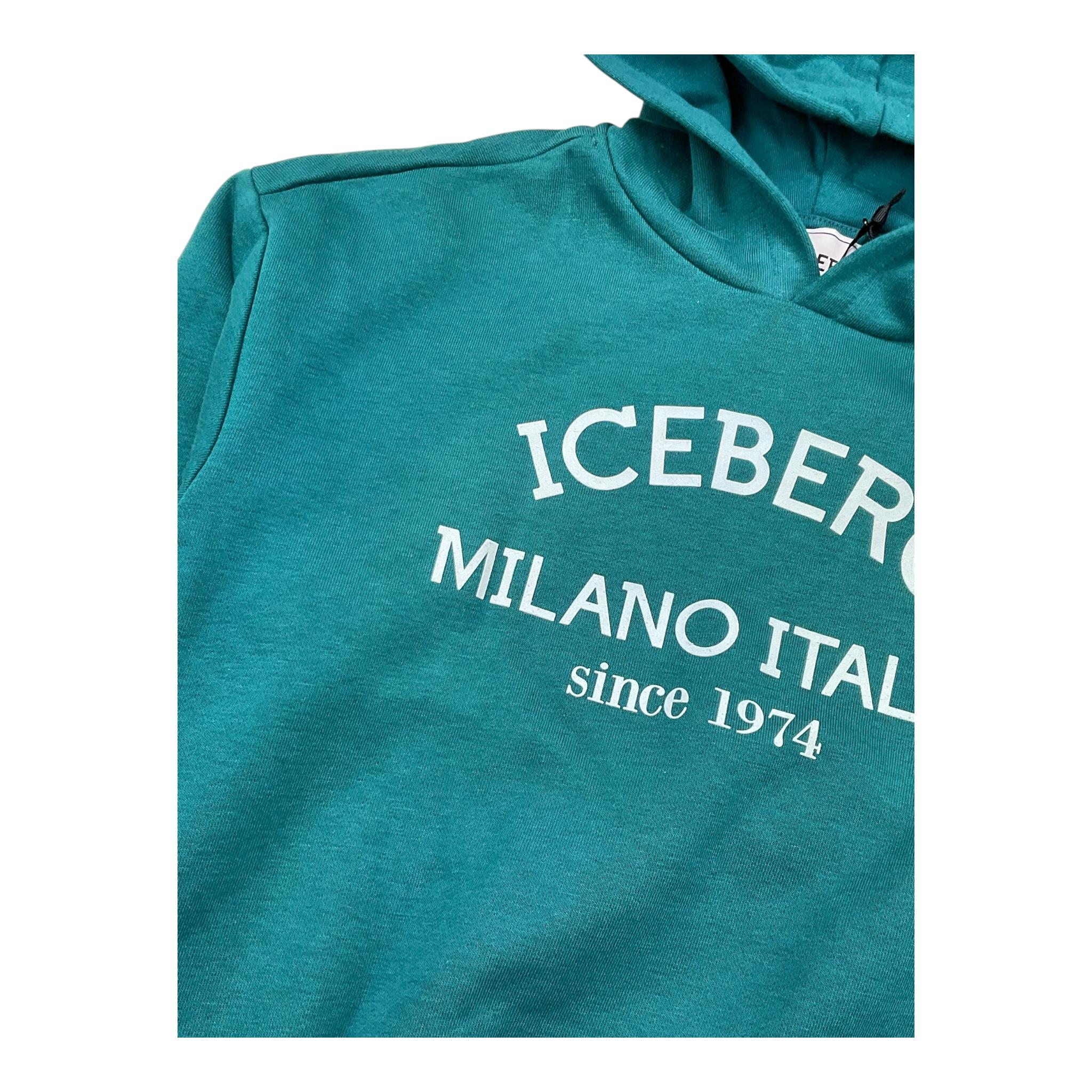 ICEBERG felpa chiusa con cappuccio tinta unita Verde per Bambino MFICE5335J VERDE ICEBERG