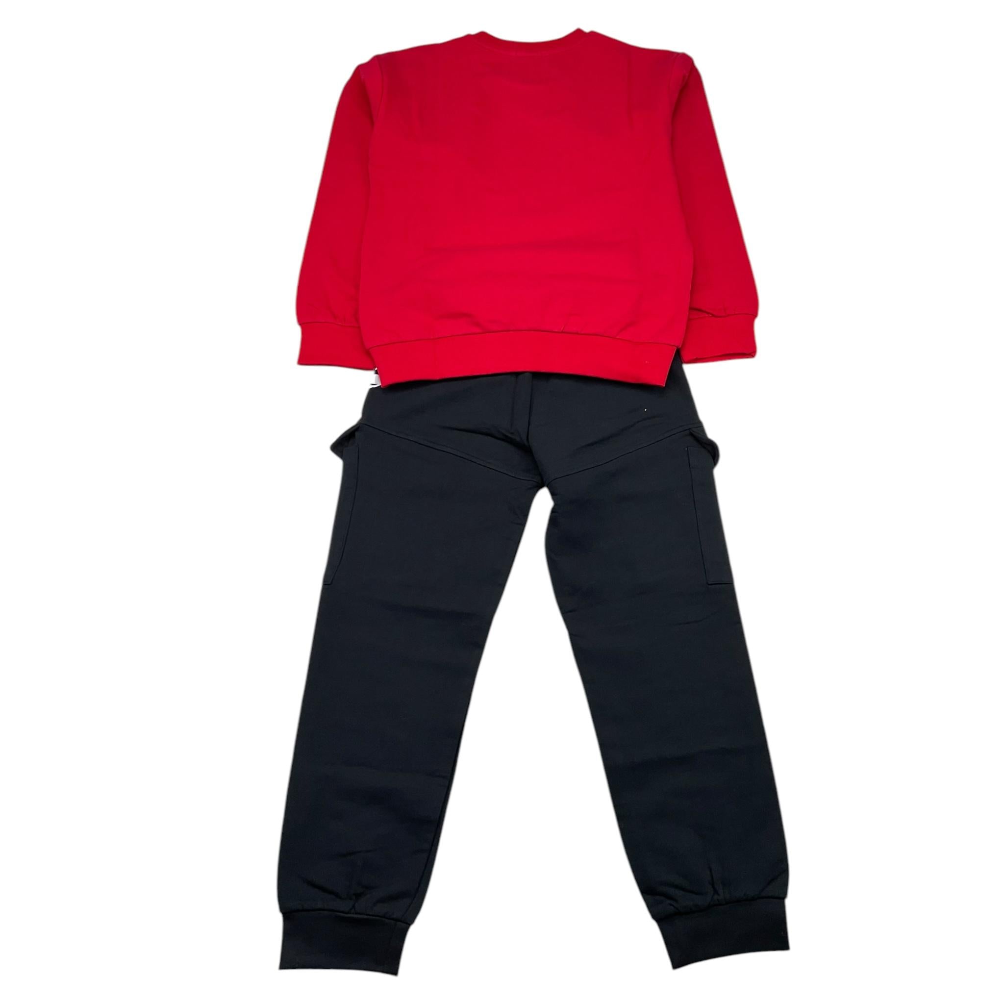 EMC completo 2 pezzi felpa-pantalone bicolore Nero/rosso per Bambino CO3560 NERO/ROSSO EMC