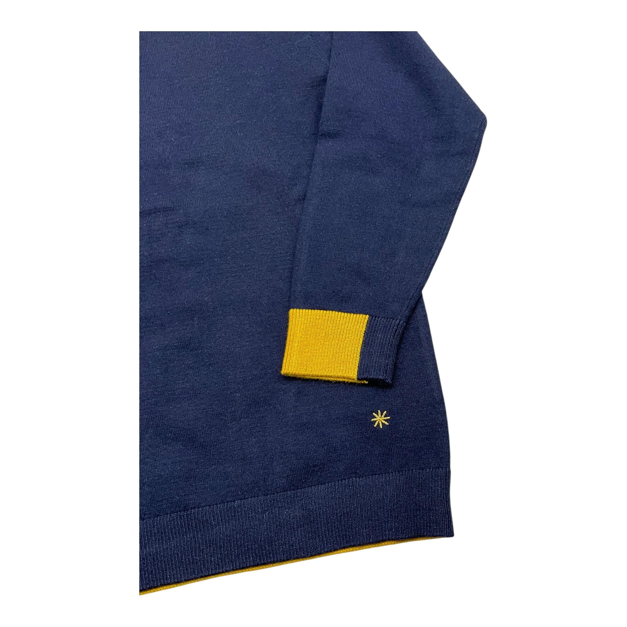 MANUEL RITZ maglia girocollo tinta unita con profili in contrasto Blu per Bambino MR2716 BLU MANUEL RITZ