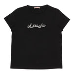 LIU JO t-shirt girocollo tinta unita cn stampa brillantinata Nero per Bambina GF4029 NERO LIU JO
