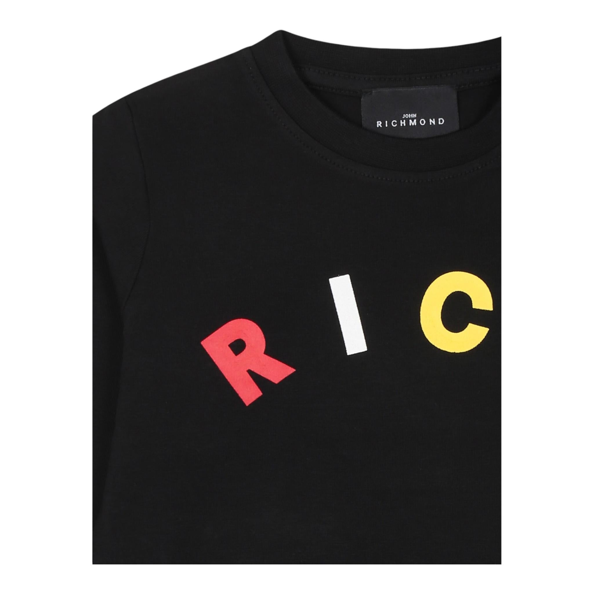 JOHN RICHMOND shirt girocollo tinta unita con stampa Nero per Neonata RIA24066TS NERO JOHN RICHMOND