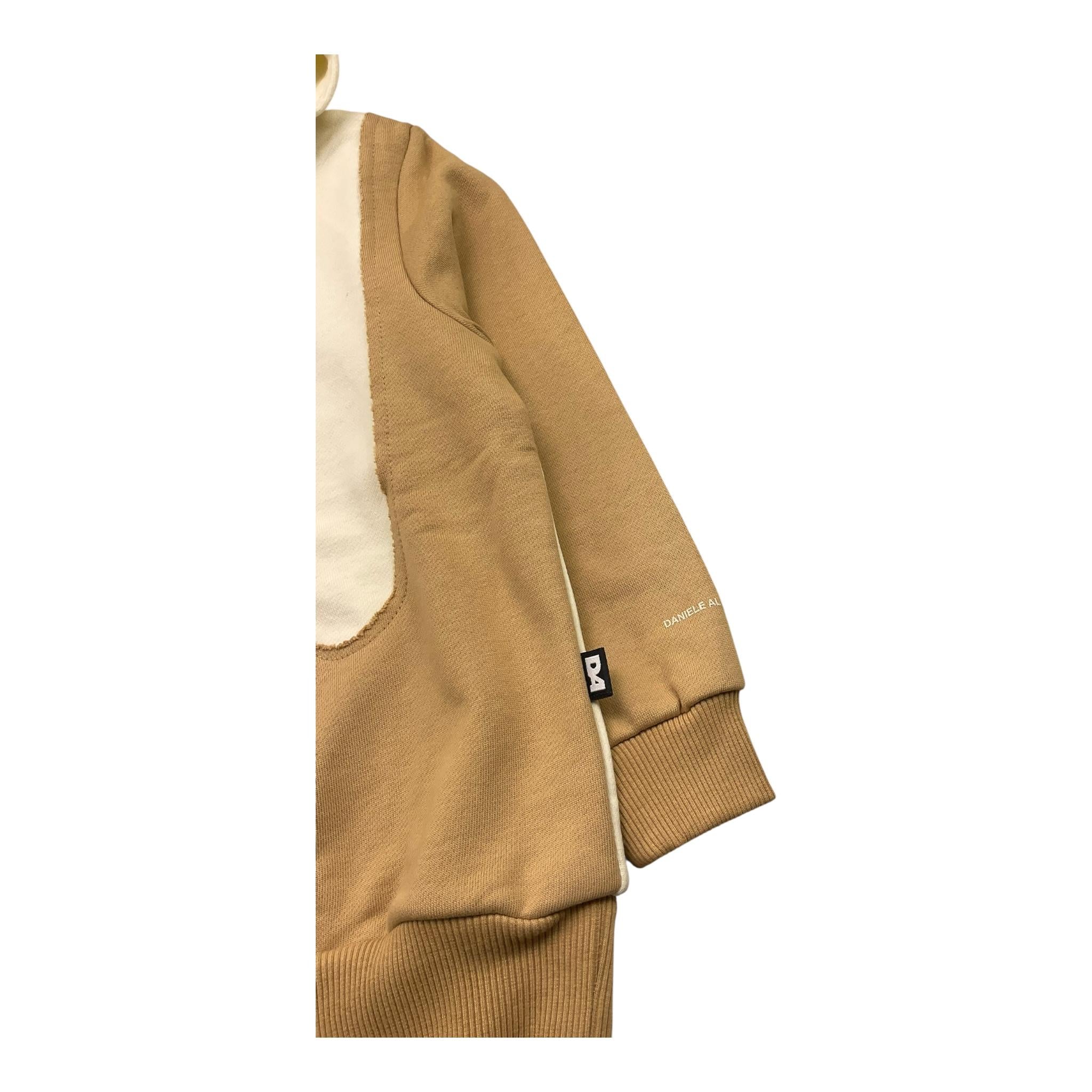 DANIELE ALESSANDRINI felpa bicolore con cappuccio e stampa Panna/beige per Bambino 1231F00023X PANNA/BEIGE DANIELE ALESSANDRINI