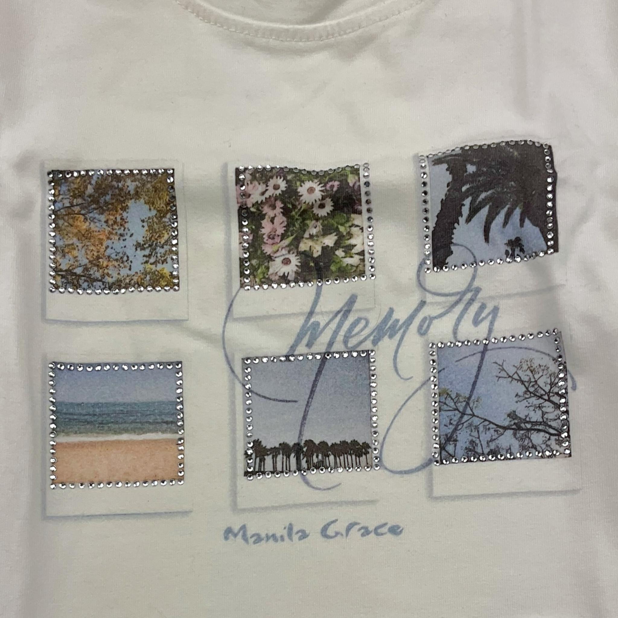 MANILA GRACE shirt girocollo tinta unita con stampa Bianco per Bambina MFBF24T242 BIANCO MANILA GRACE