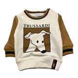 TRUSSARDI felpa chiusa girocollo tinta unita con maniche in cntrasto Panna per Neonato TIA25081FE PANNA TRUSSARDI