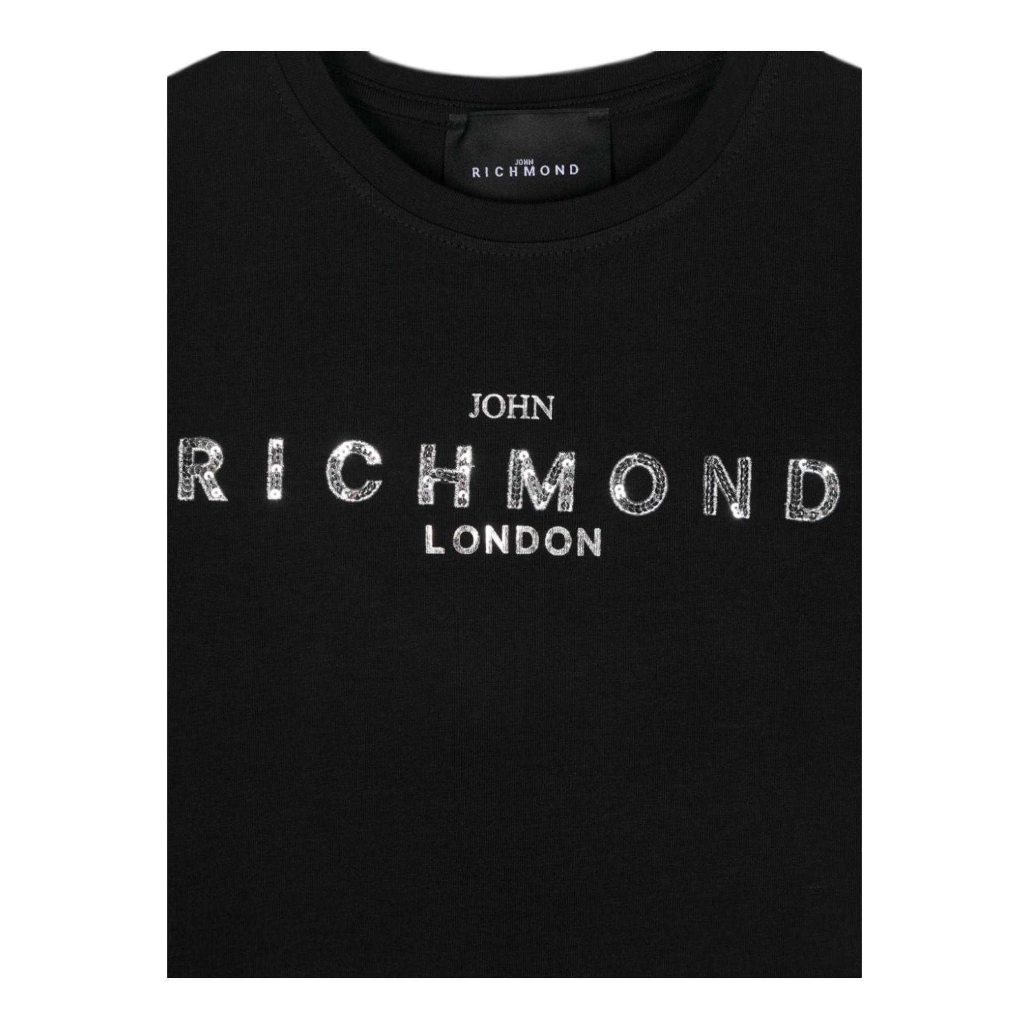JOHN RICHMOND t-shirt girocollo tinta unita con stampa Nero per Bambina RGA24055TS NERO JOHN RICHMOND