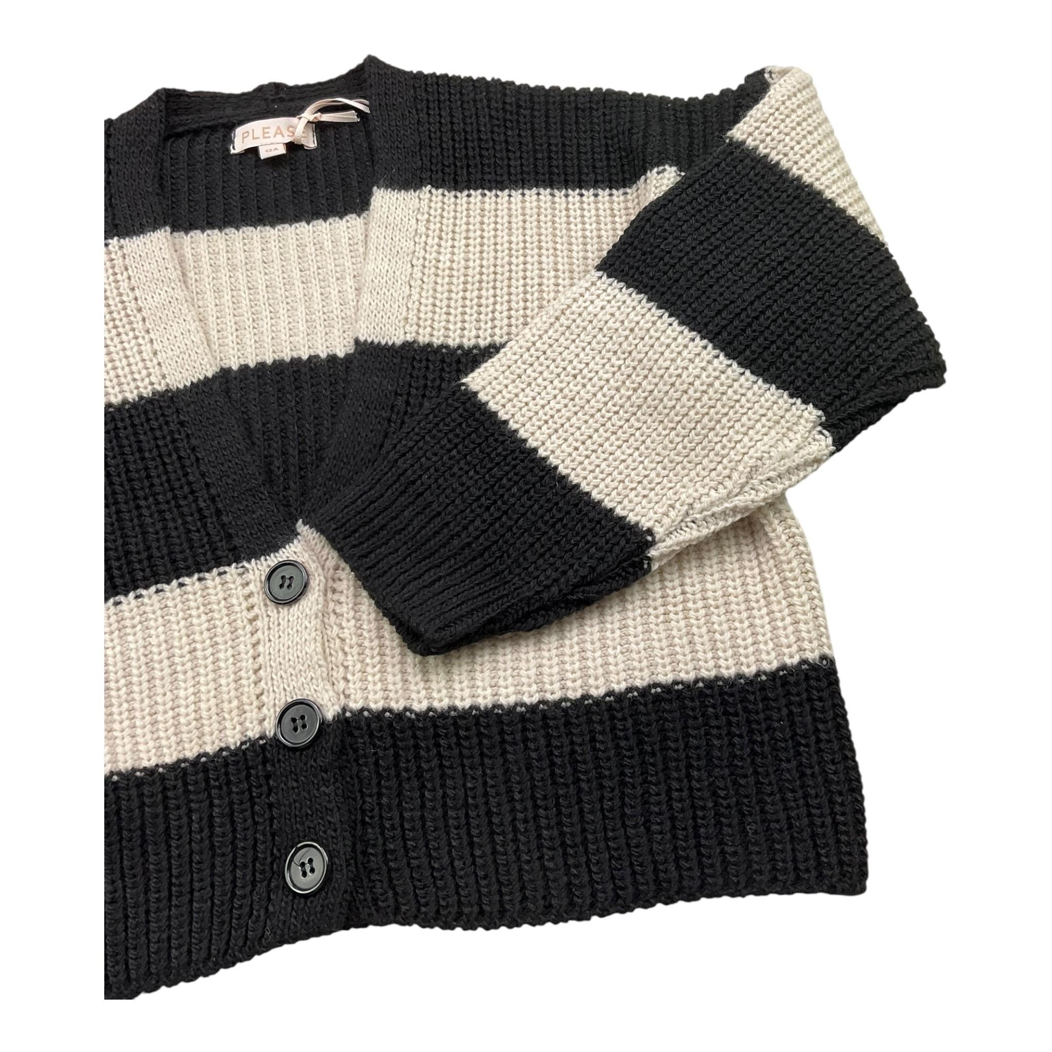PLEASE cardigan fantasia a righe bicolore Panna/nero per Bambina NB64231G66 PANNA/NERO PLEASE