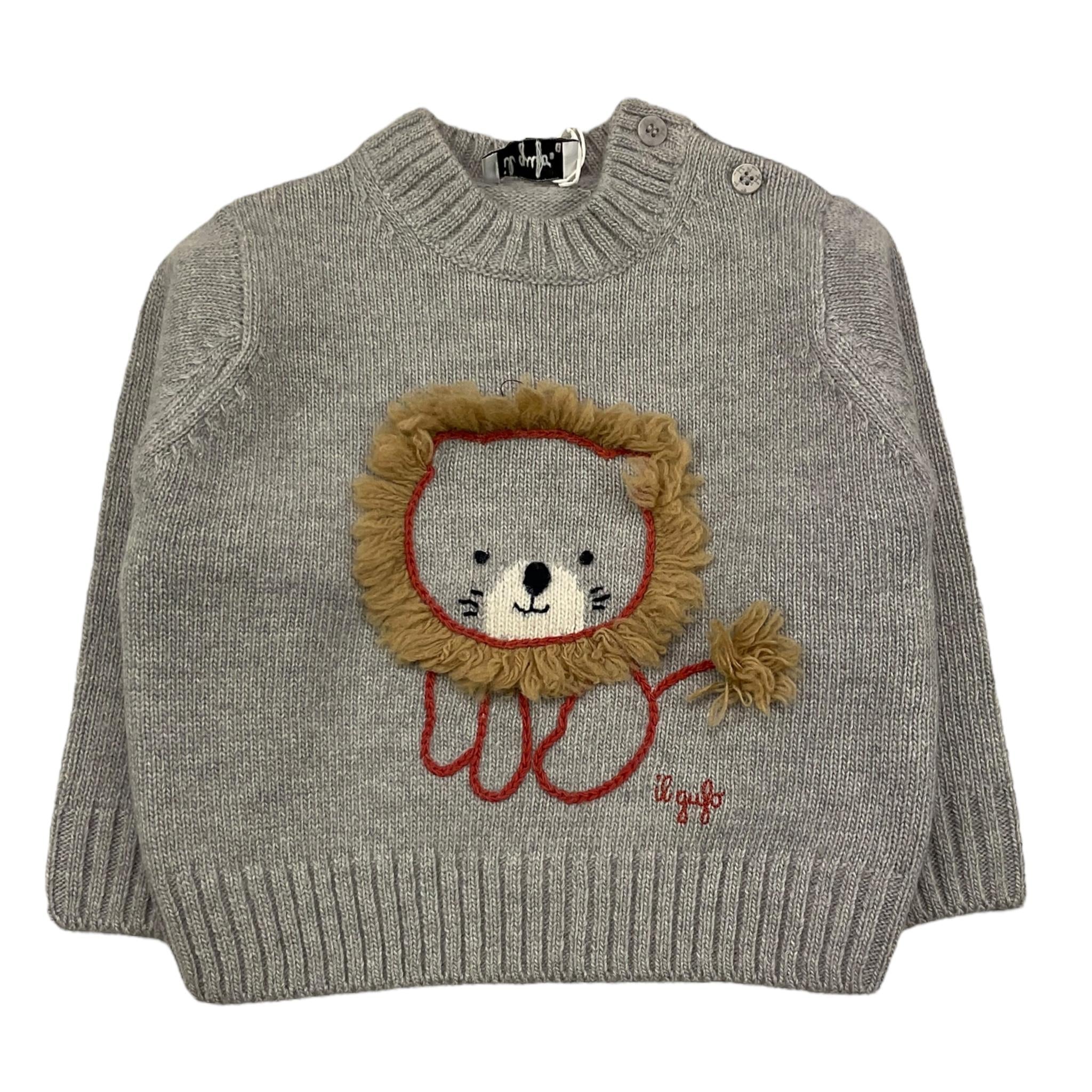 IL GUFO maglia girocollo tinta unita con ricami Grigio per Neonato A24MA466EM220 GRIGIO IL GUFO