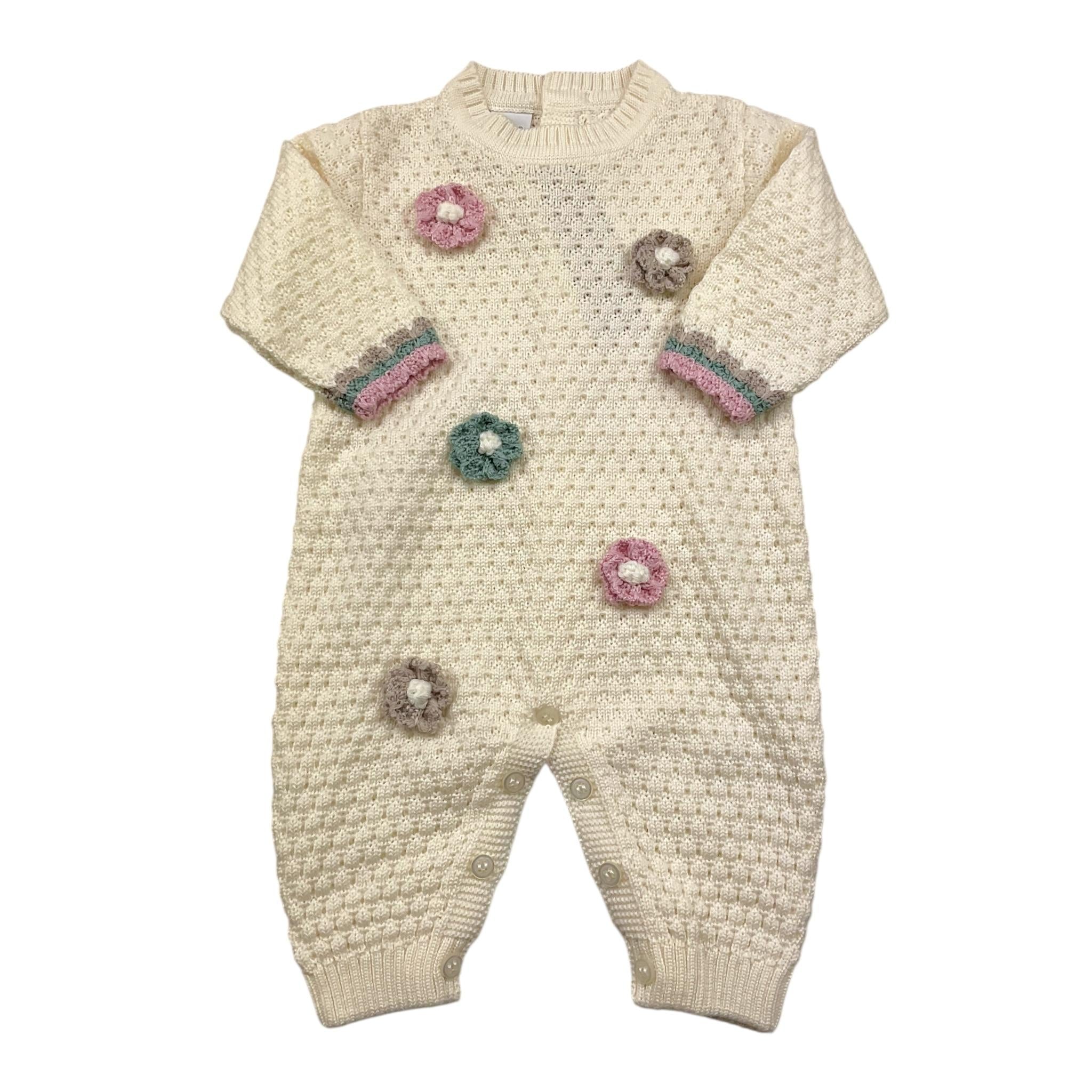 MARLU' tutina tinta unita con applicazini Panna per Neonata IB1310 PANNA MARLU'