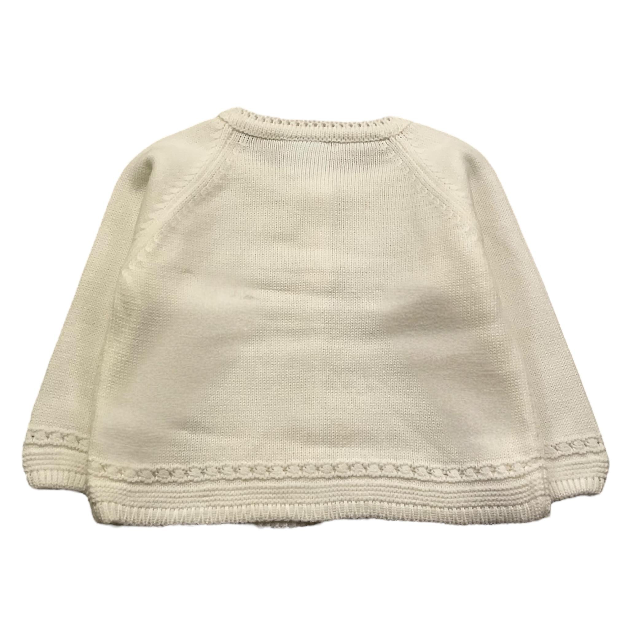 GRANLEI cardigan tinta unita con trafori Panna per Neonato 224227 PANNA GRANLEI