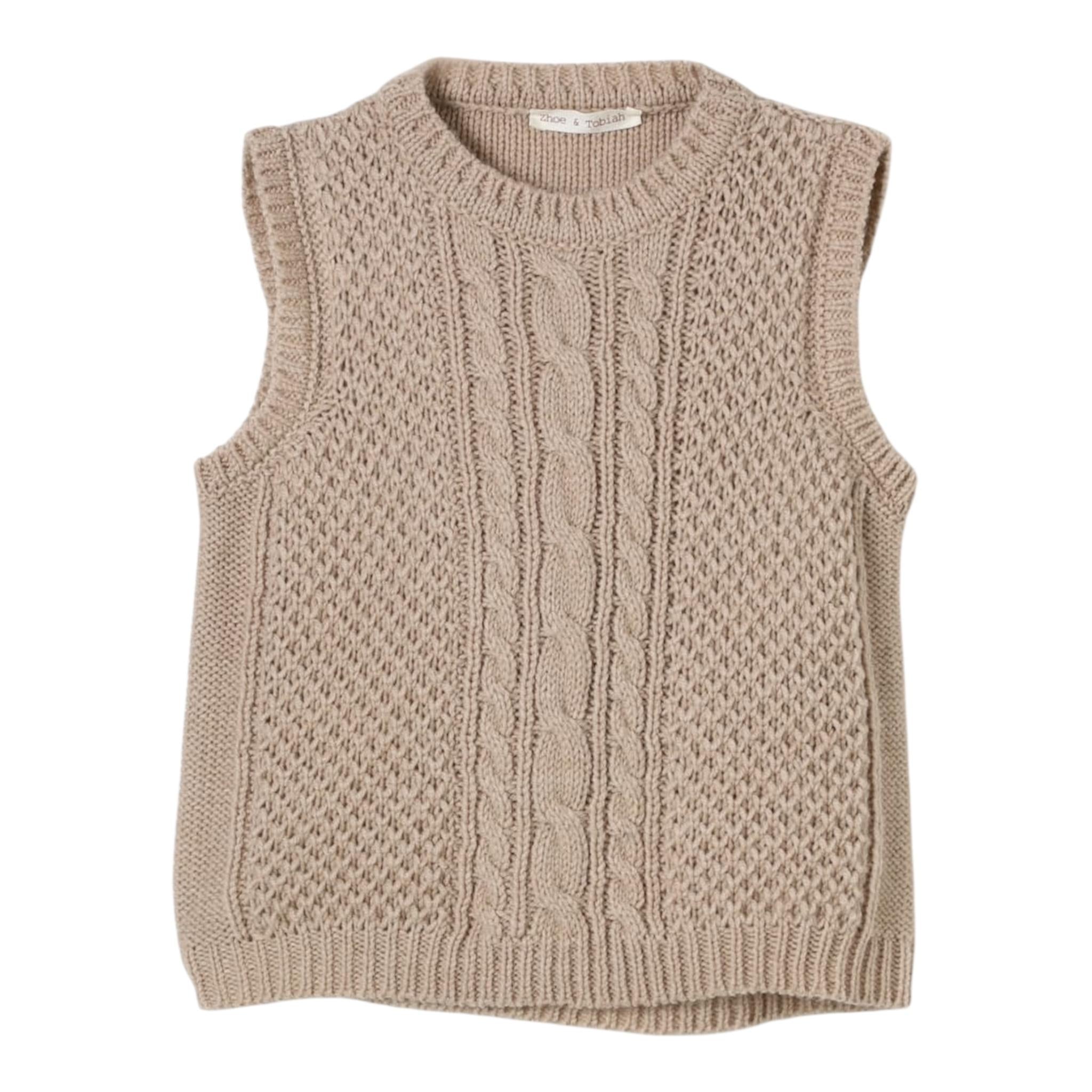 ZHOE & TOBIAH gilet in maglia tinta unita Beige per Bambino WL3 BEIGE ZHOE & TOBIAH