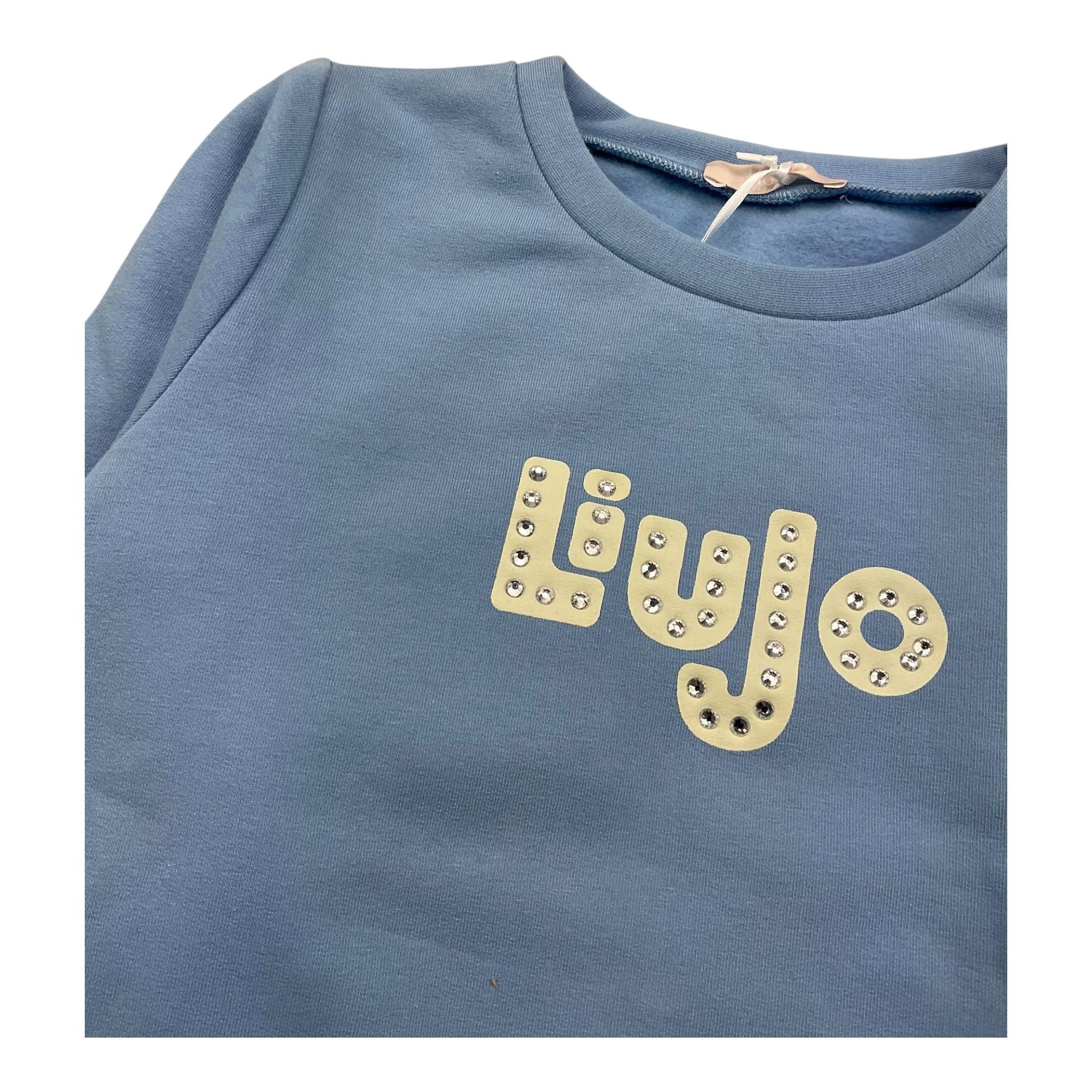 LIU JO felpa chiusa girocollo tinta unita con stampa logo Azzurro per Bambina KF4060XX AZZURRO LIU JO