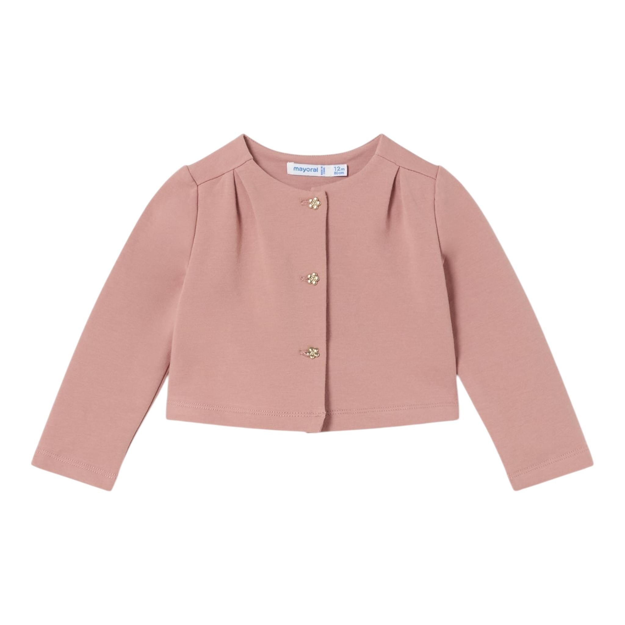 MAYORAL completo 3 pezzi cardigan-shirt-gonna Rosa per Neonata 292873 ROSA MAYORAL