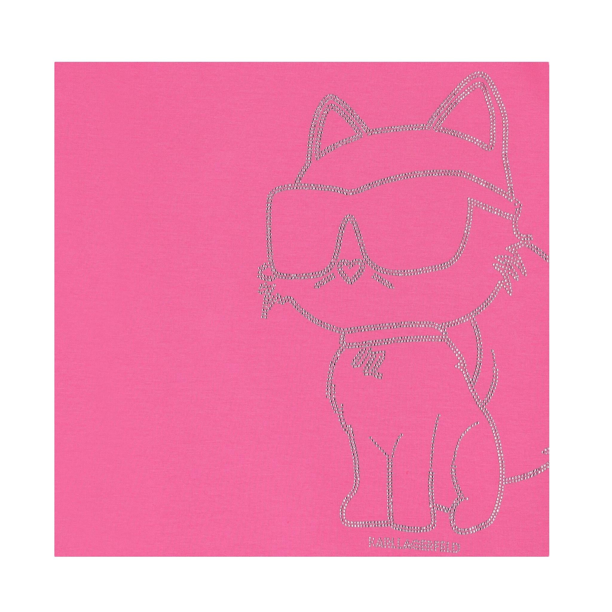 KARL LAGERFELD abito girocollo tinta unita con brillantini Rosa per Bambina Z30182 ROSA KARL LAGERFELD