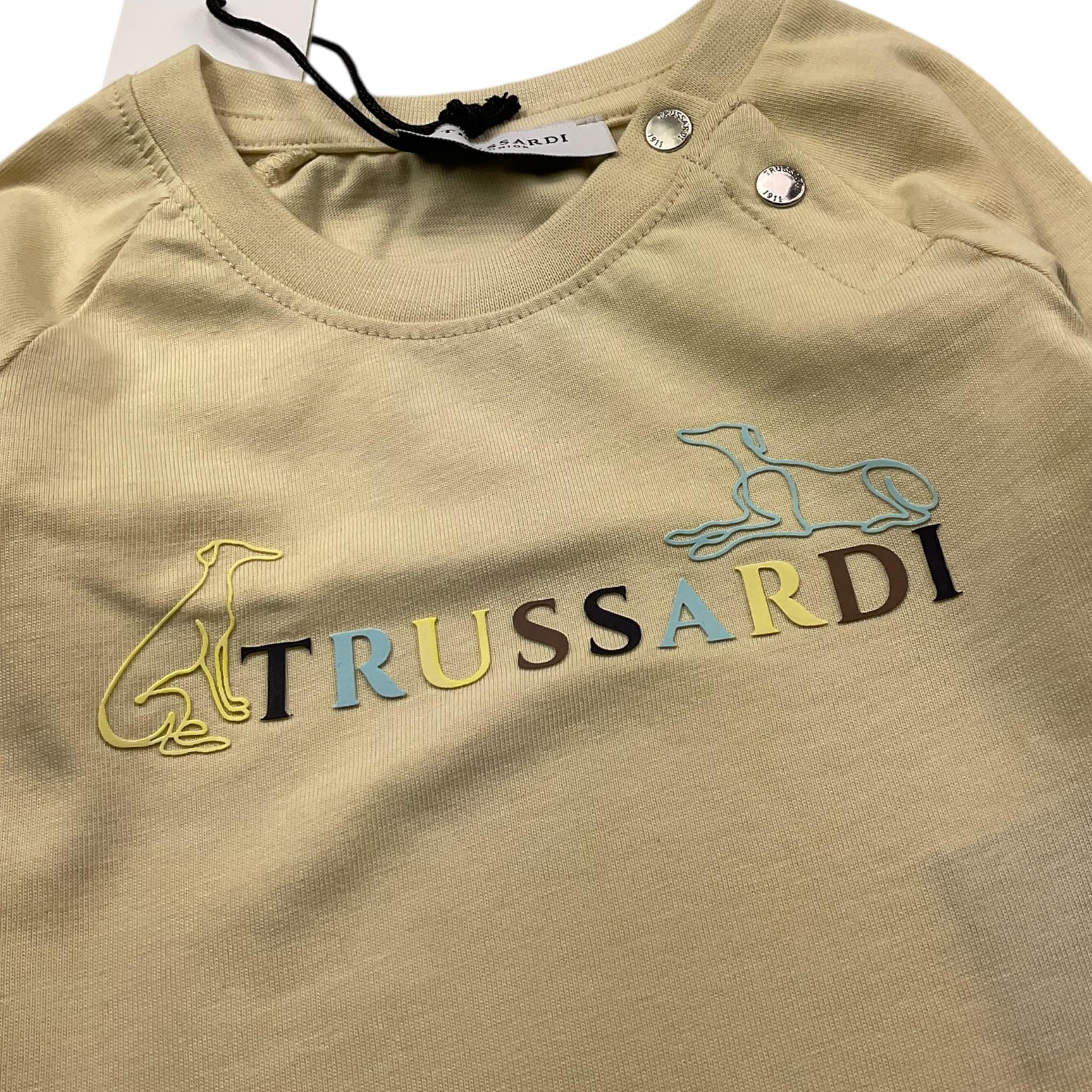 TRUSSARDI shirt girocollo tinta unita con stampa logo Beige per Neonato TIA25173TS BEIGE TRUSSARDI