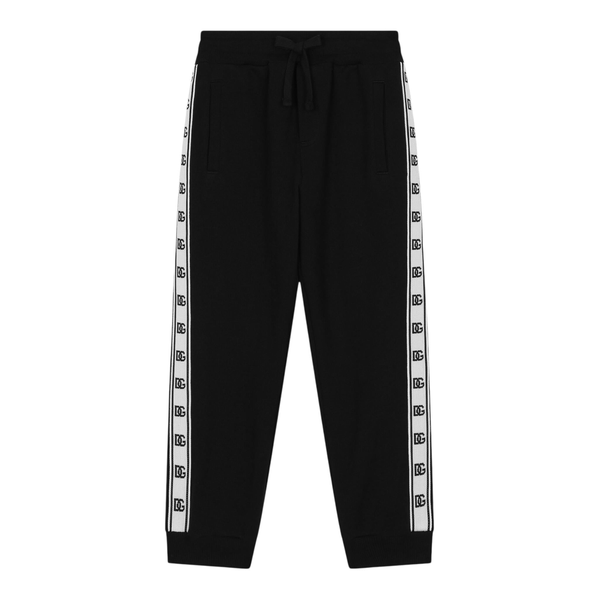 DOLCE & GABBANA pantalone tuta tinta unita con profili logati Nero per Bambino L4JPIH NERO DOLCE & GABBANA